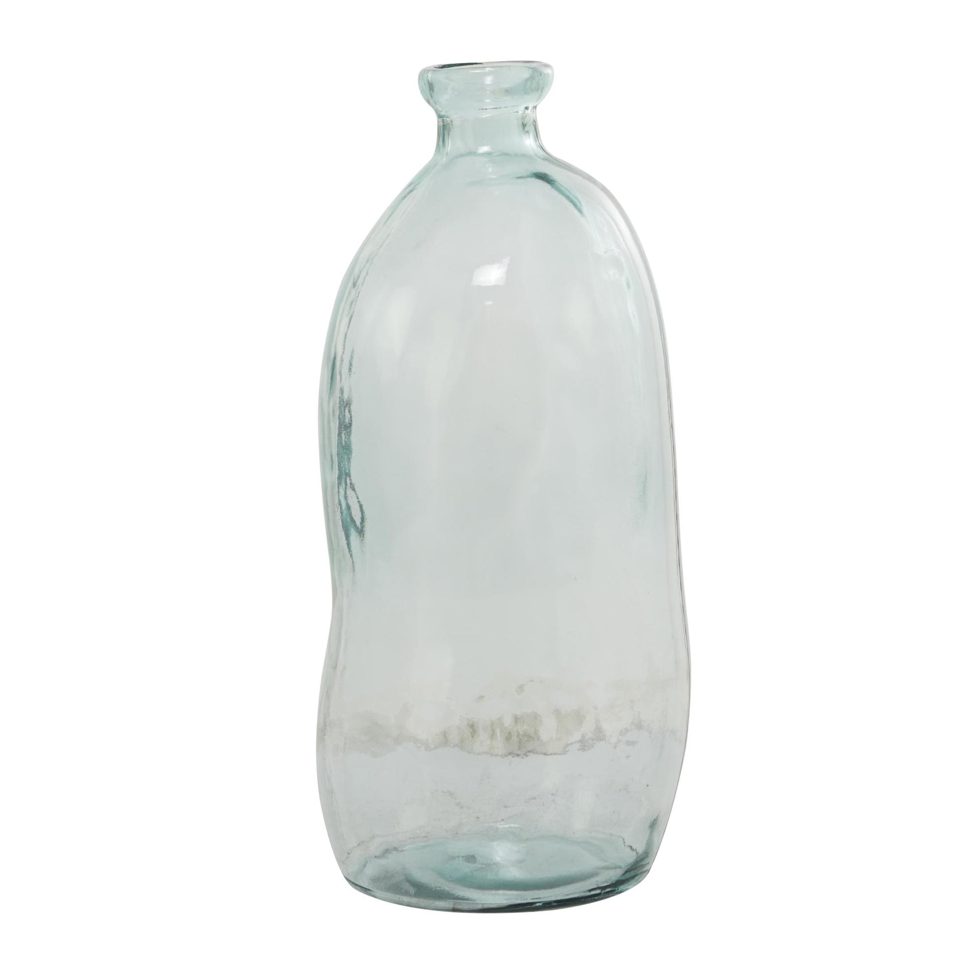 Recycled Glass Handmade Spanish Bottleneck Curved Decorative Vase 13" x 13" x 29"