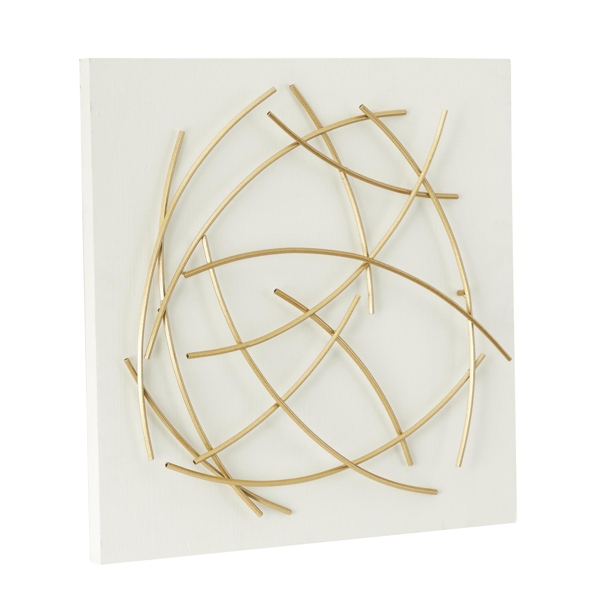 CosmoLiving by Cosmopolitan Abstract White Metal Overlapping Lines Home Wall Decor with White Backing