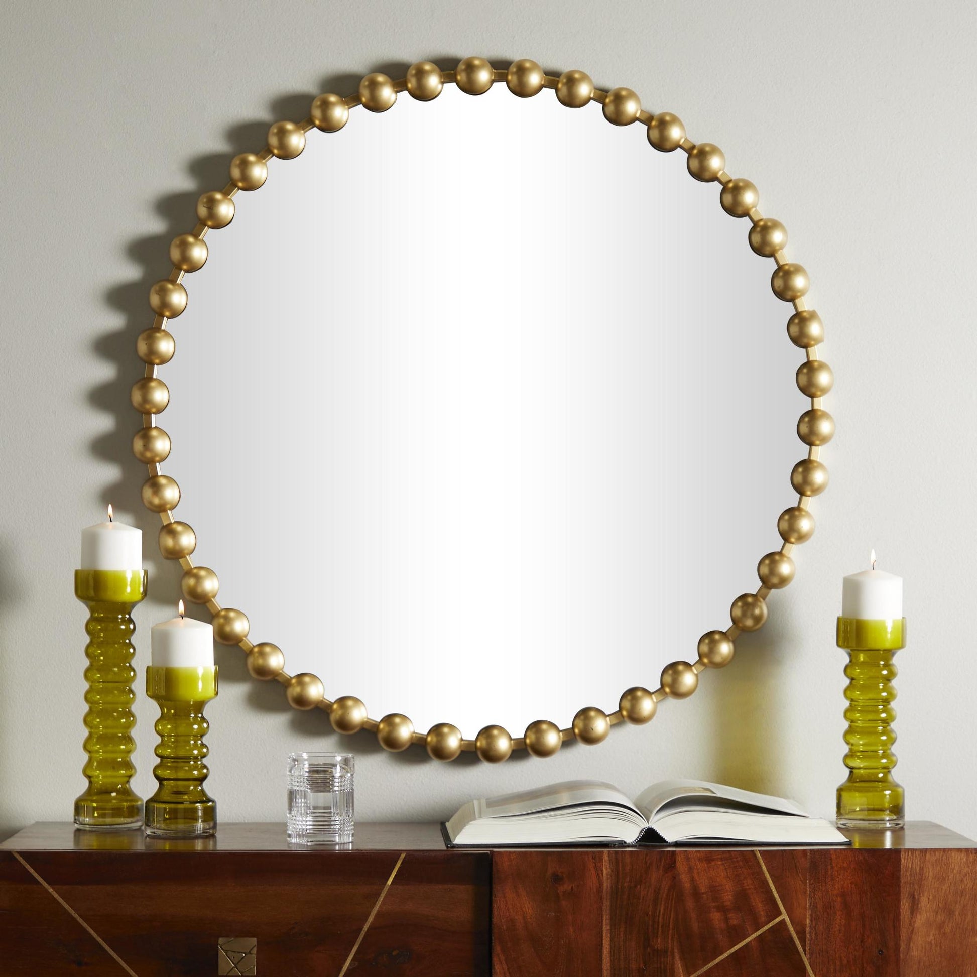 CosmoLiving by Cosmopolitan Metal Room Wall Mirror with Beaded Detailing