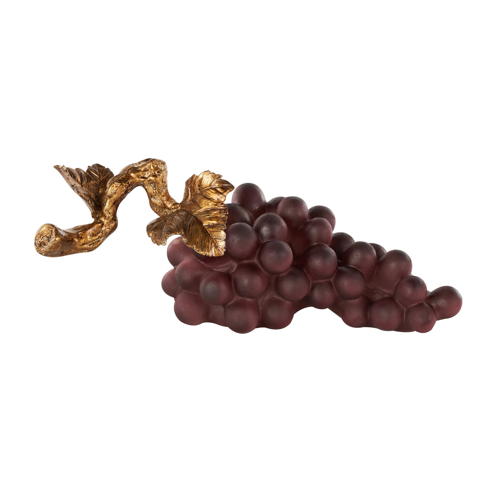 Fruit Purple Polystone Grape Decorative Sculpture with Gold Stem