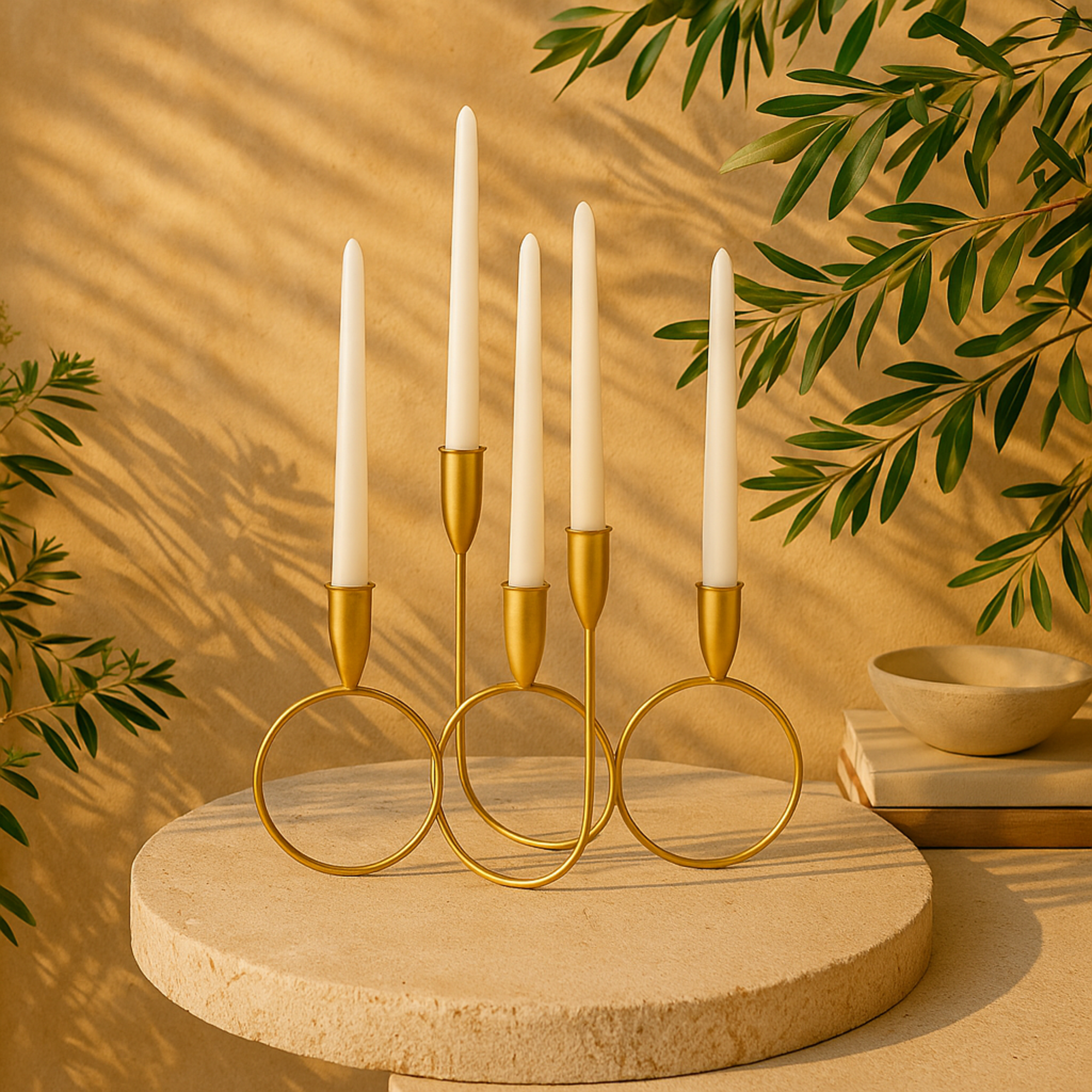 CosmoLiving by Cosmopolitan Gold Metal Decorative Candelabra