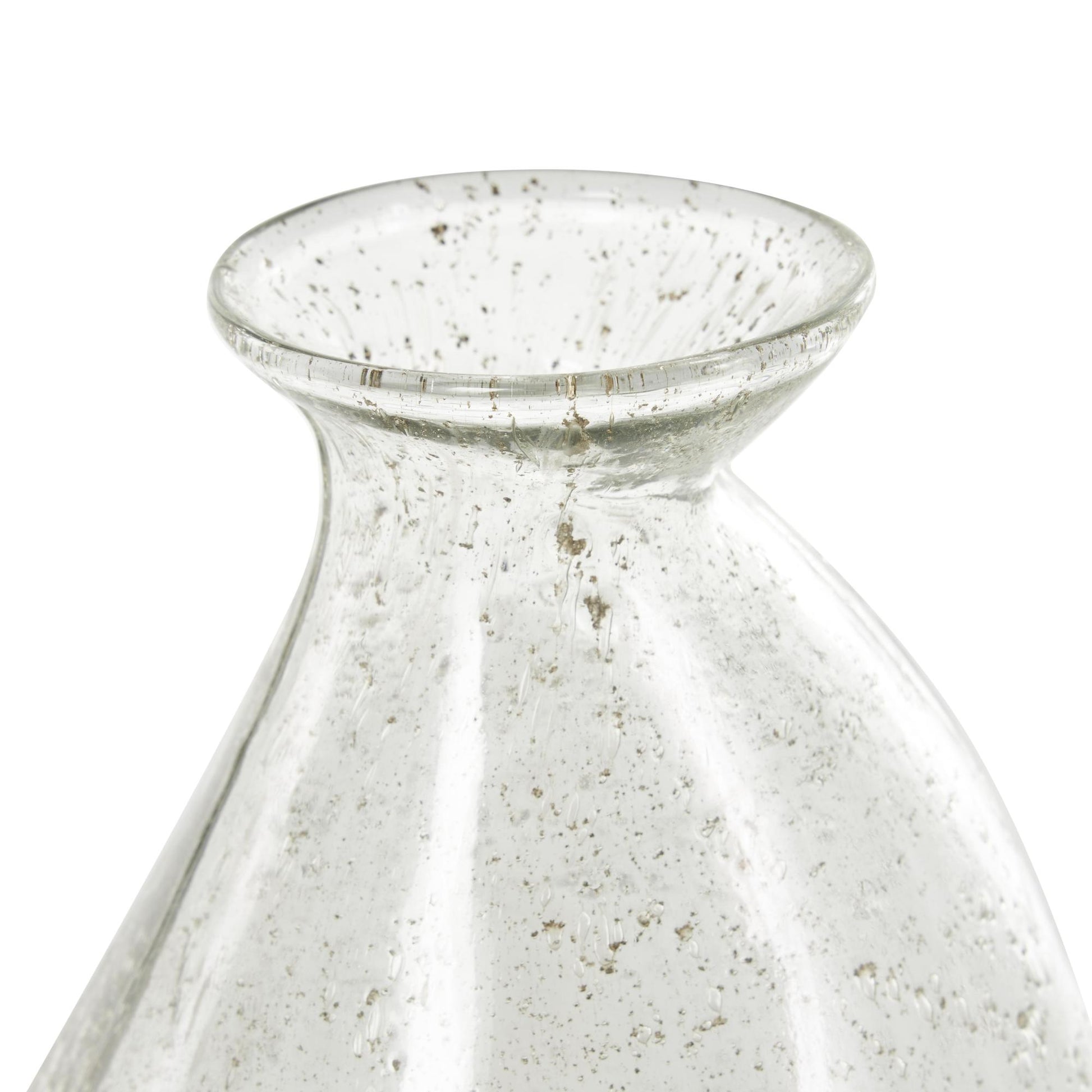 Clear Glass Speckled Decorative Vase with Brown Accents