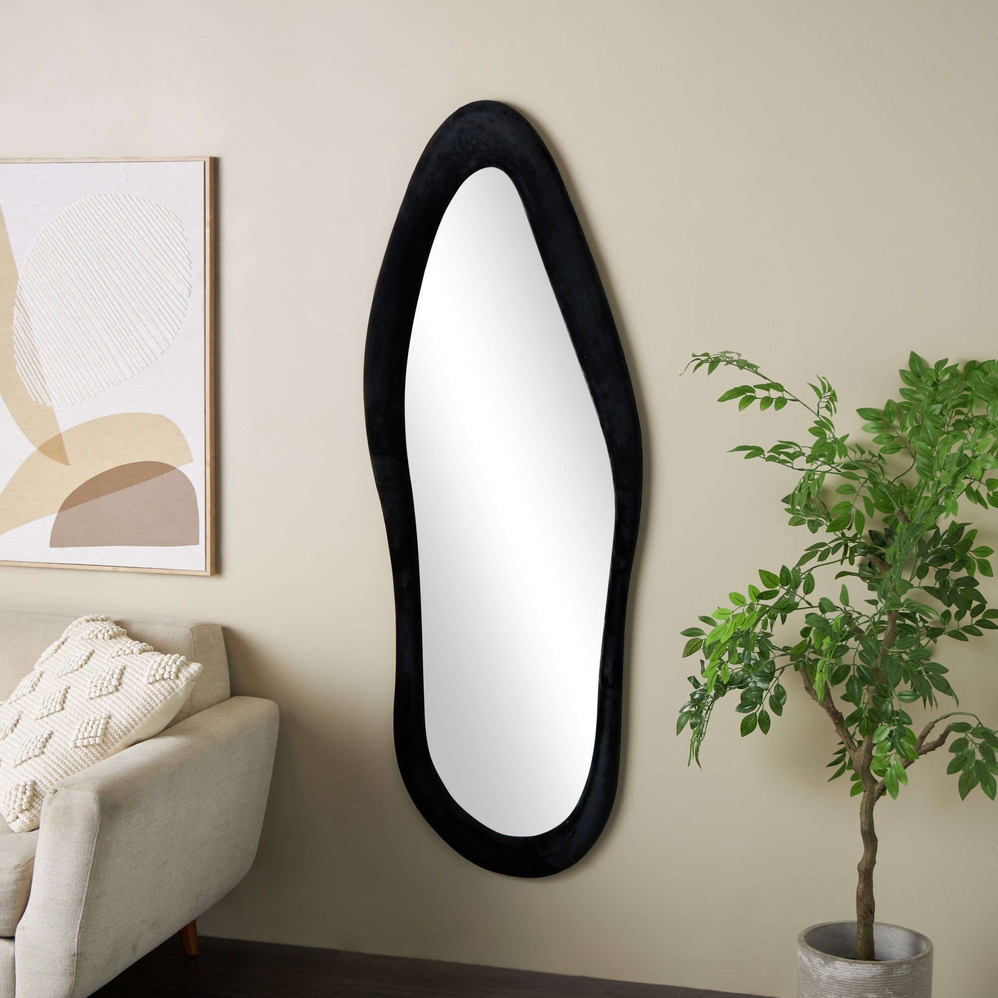 Abstract Velvet Wavy Room Wall Mirror