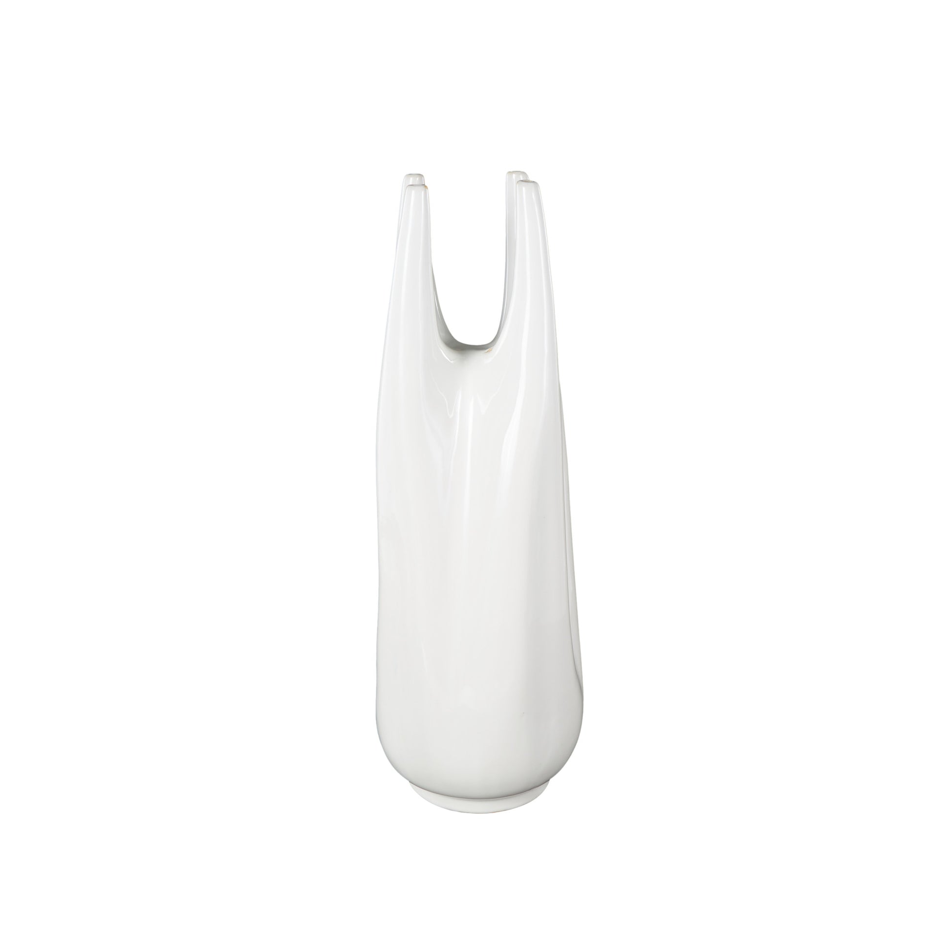 Abstract White Ceramic Decorative Vase with Multiple Openings