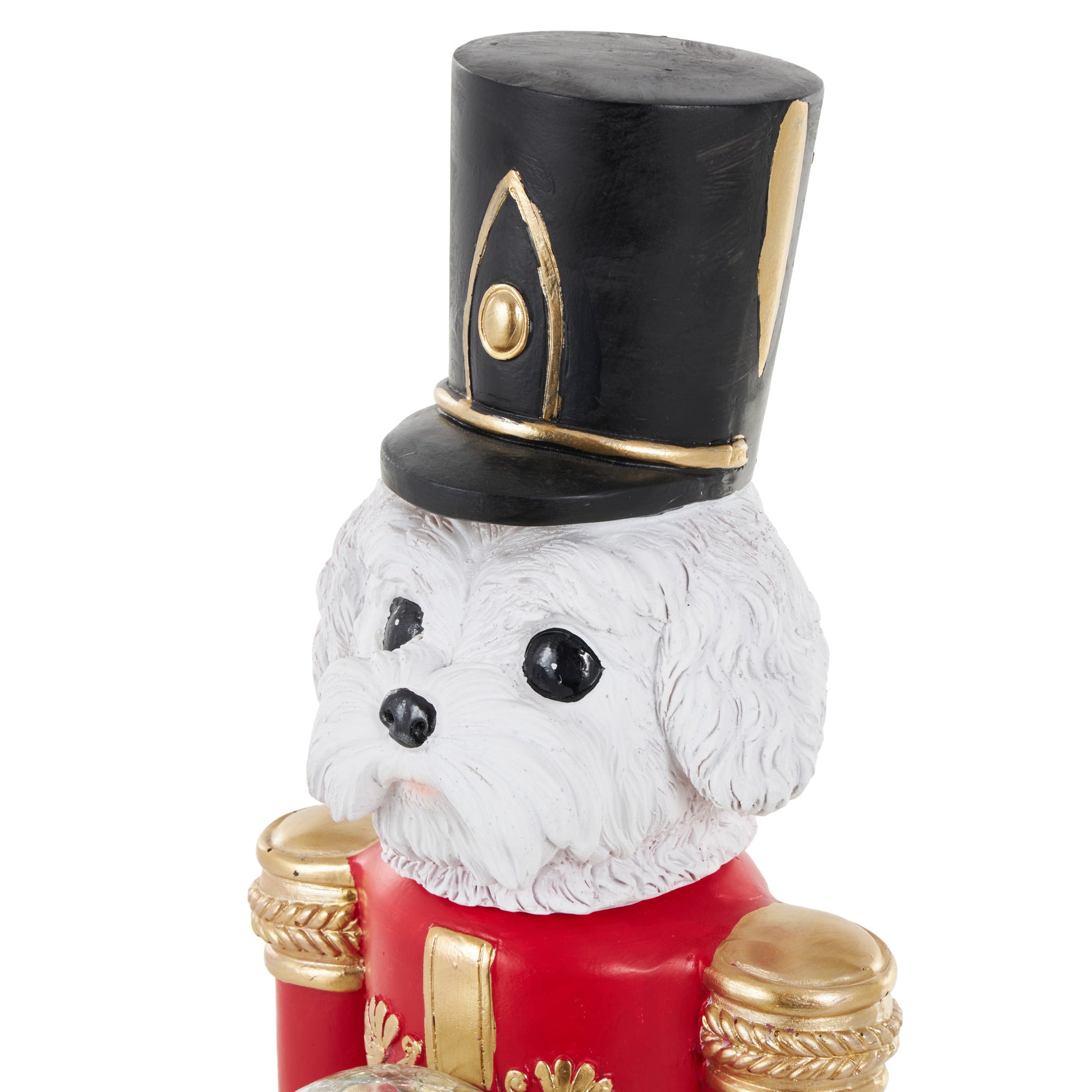 Dog Red Fiberglass Tall Soldier Nutcracker Decorative Christmas Sculpture with LED Light Snow Globe