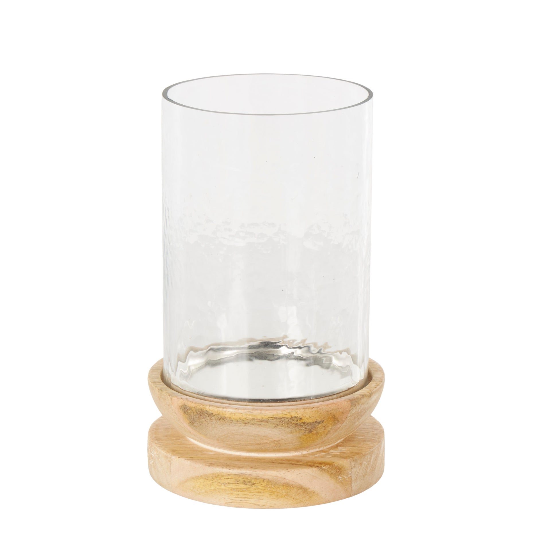 Cream Wood Single Candle Room Hurricane Lamp