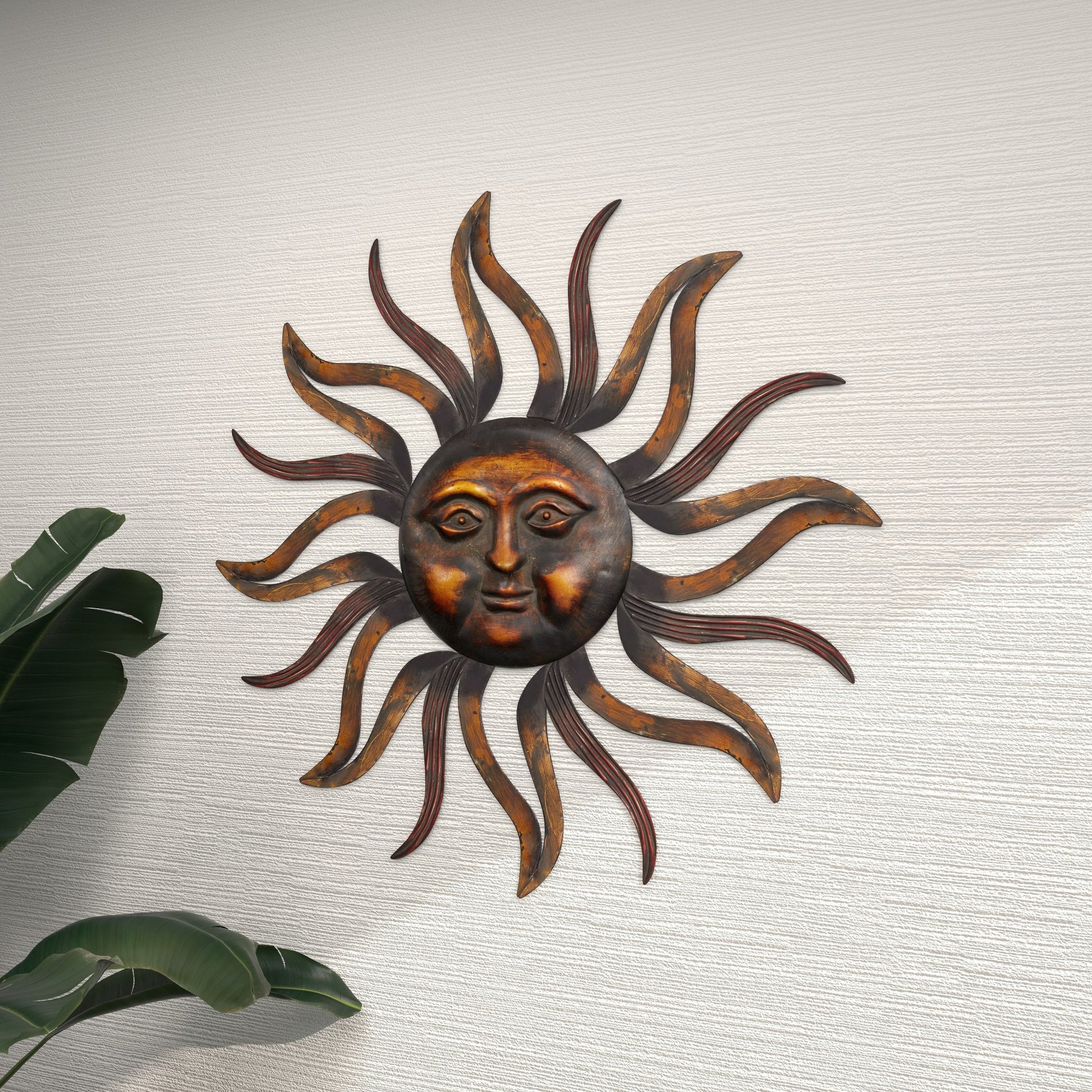Sun Brass Metal Home Wall Decor with Distressed Copper Like Finish