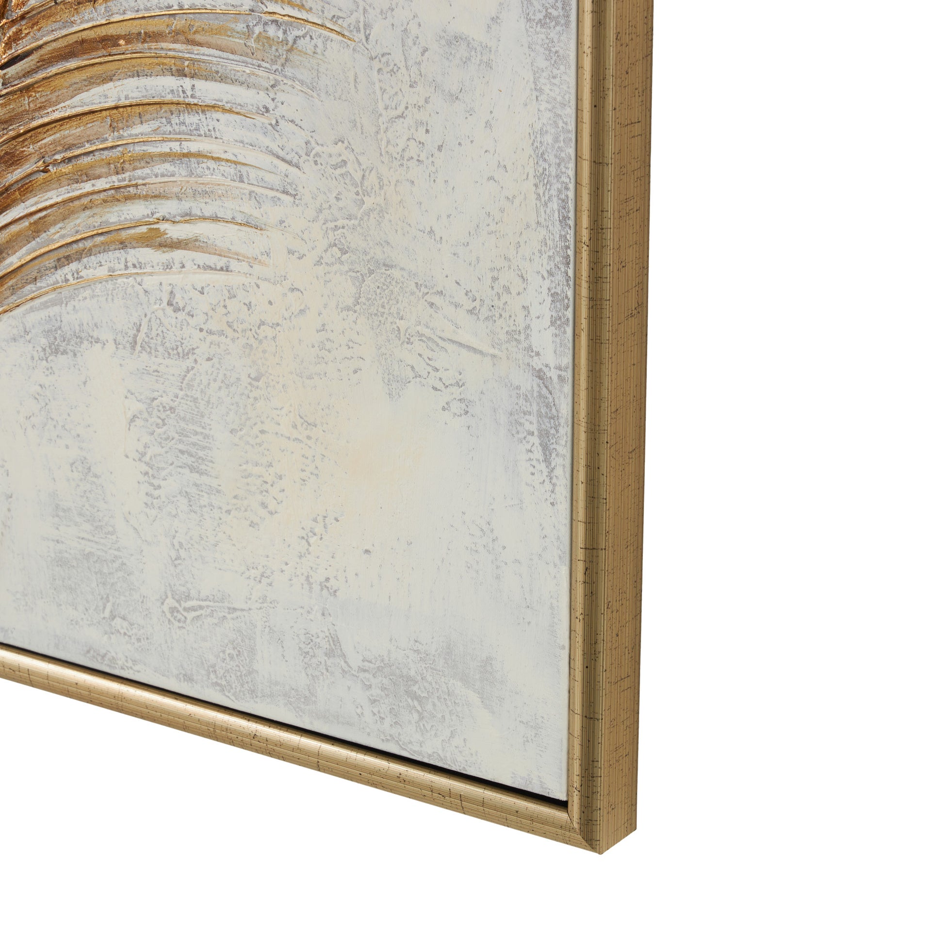CosmoLiving by Cosmopolitan Leaf Gold Canvas Living Room Framed Wall Art with Silver Frame