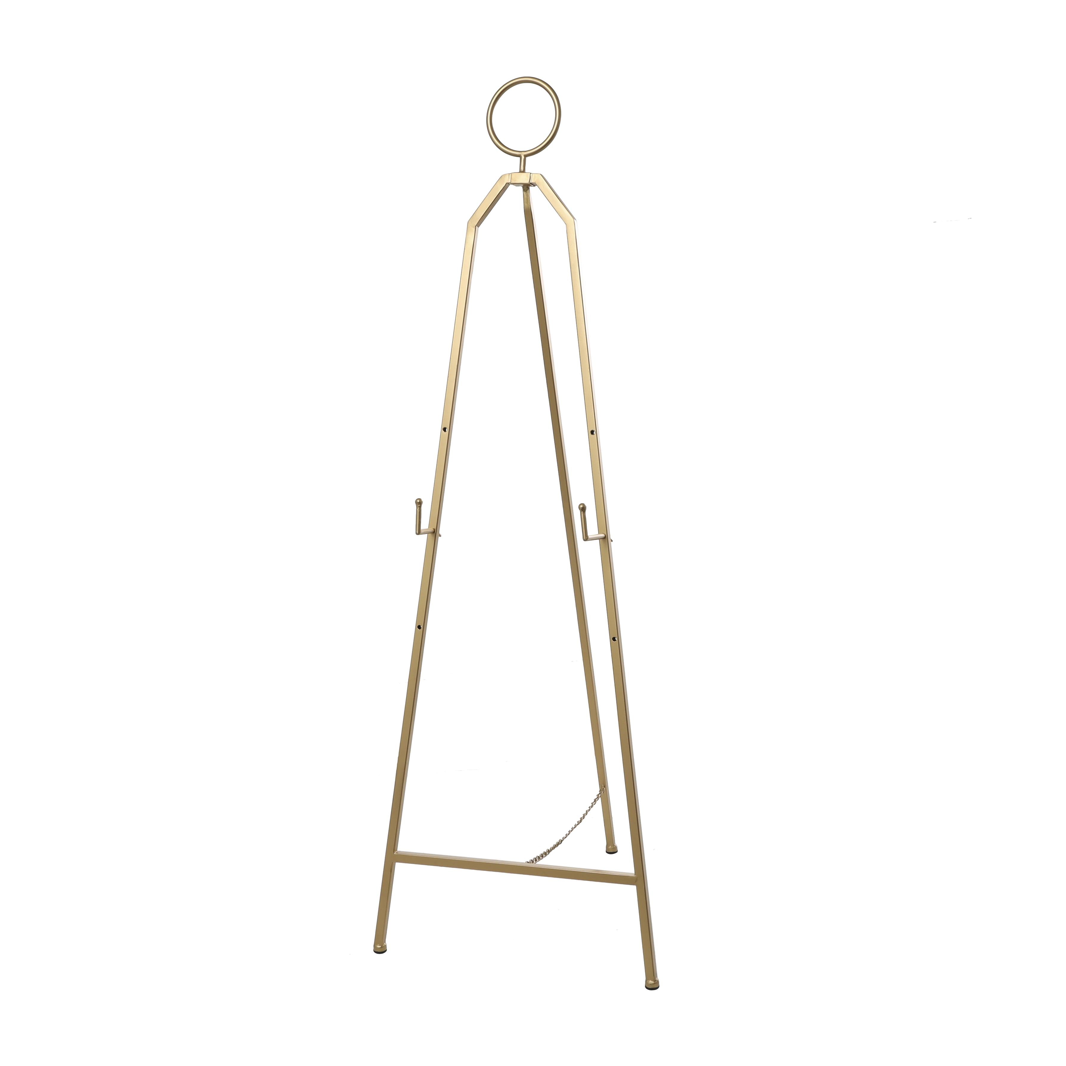 Gold Metal Tall Adjustable 3 Tier Display Easel with Circular Ring Top