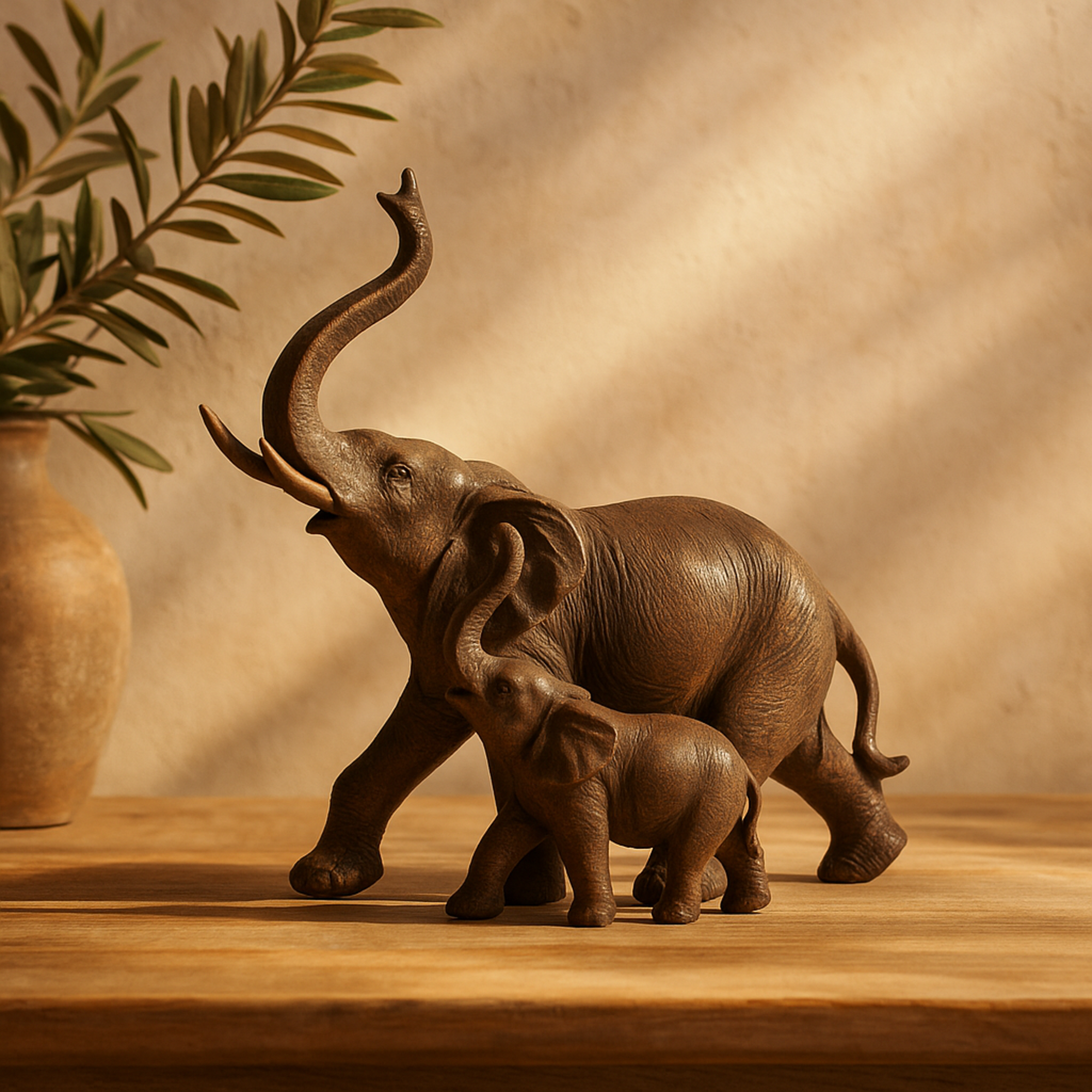 Elephant Brown Polystone Decorative Sculpture