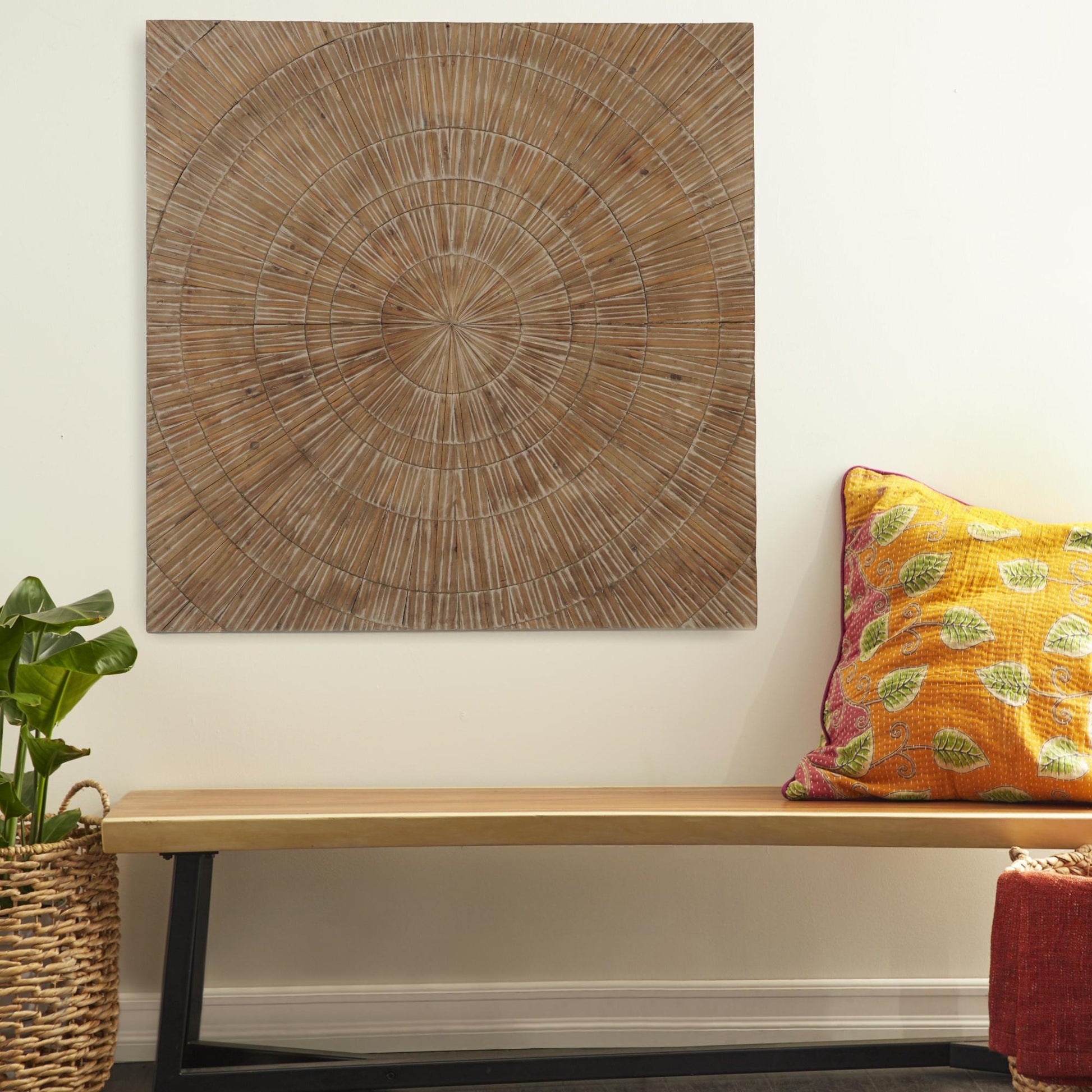 Starburst Brown Wood Handmade Carved Radial Home Wall Decor