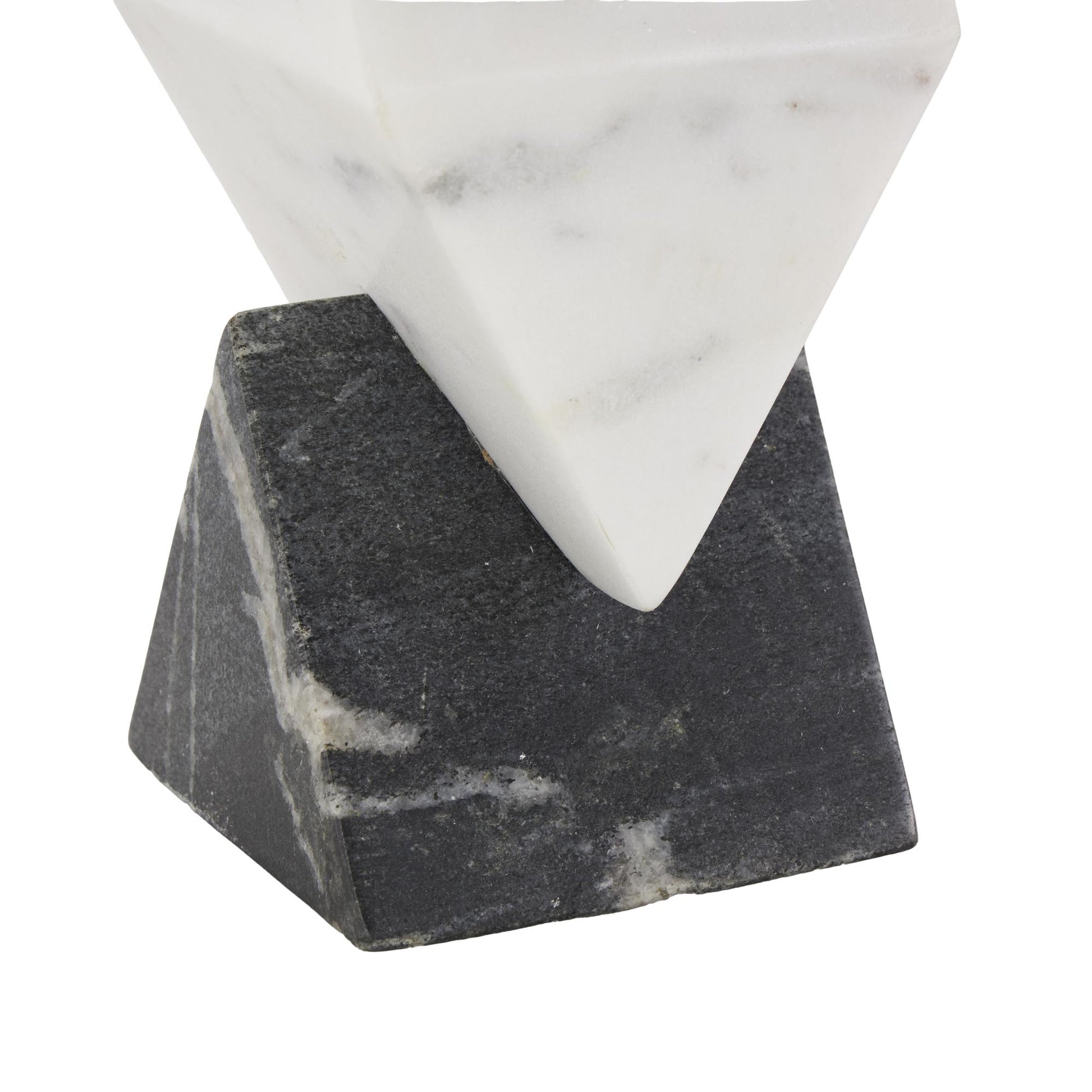 Geometric White Marble Stacked Pyramid Decorative Sculpture with White Diamond Center