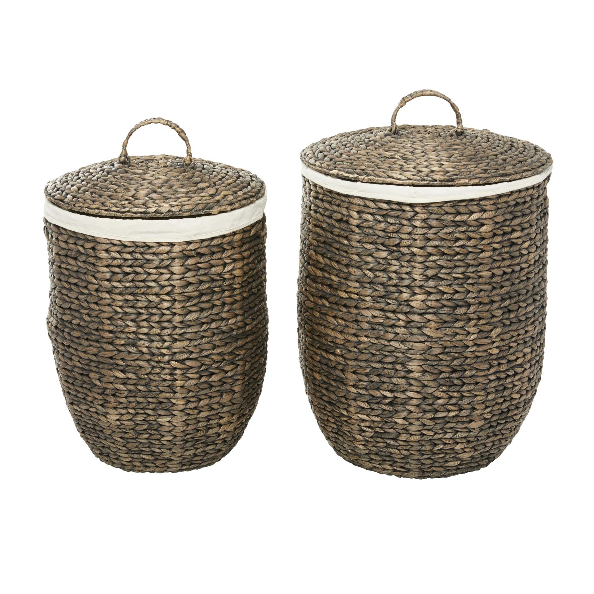 CosmoLiving by Cosmopolitan Set of 2 Seagrass Handmade Decorative and Functional Storage Basket with Liner and Matching Tops