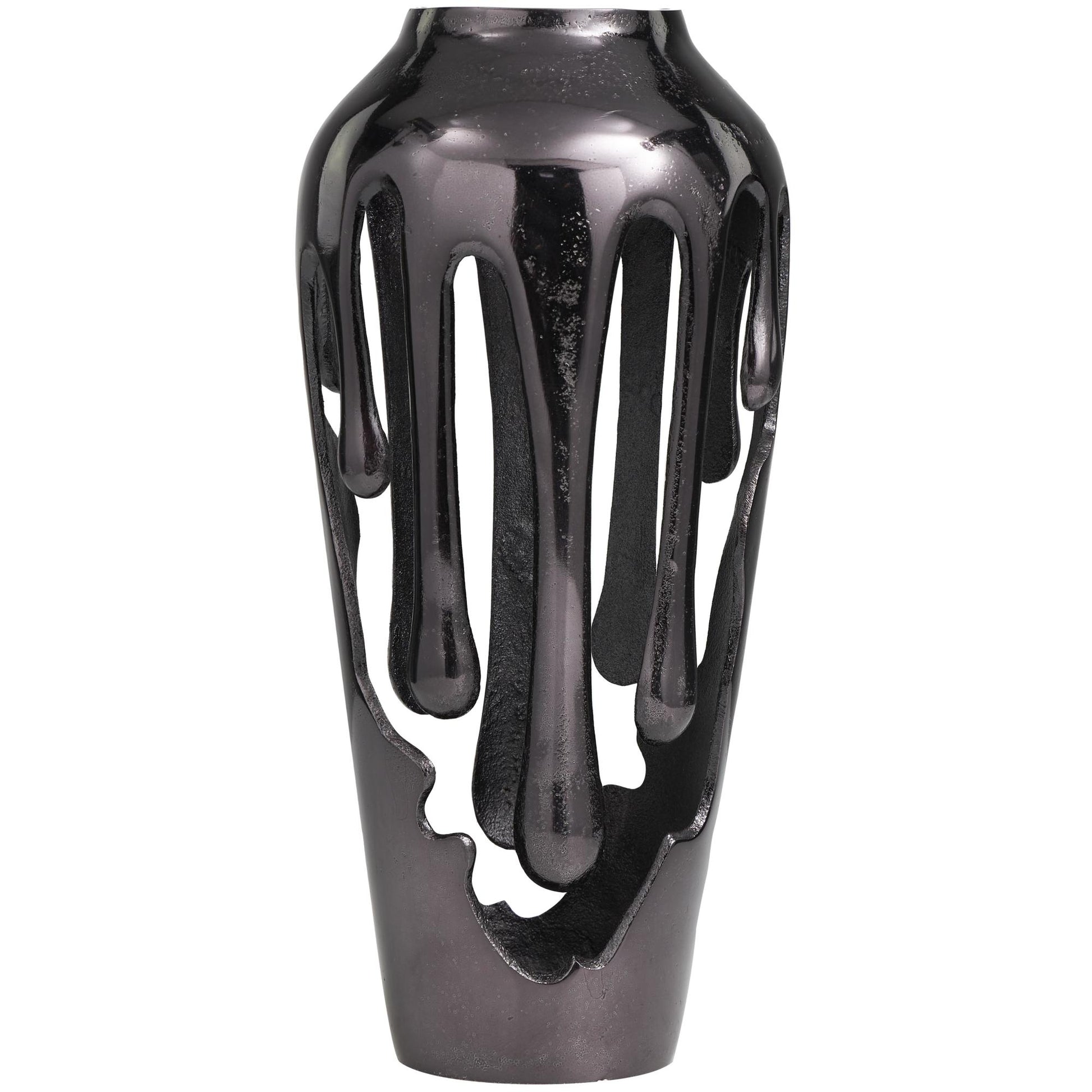 Abstract Aluminum Metal Drip Decorative Vase with Melting Designed Body