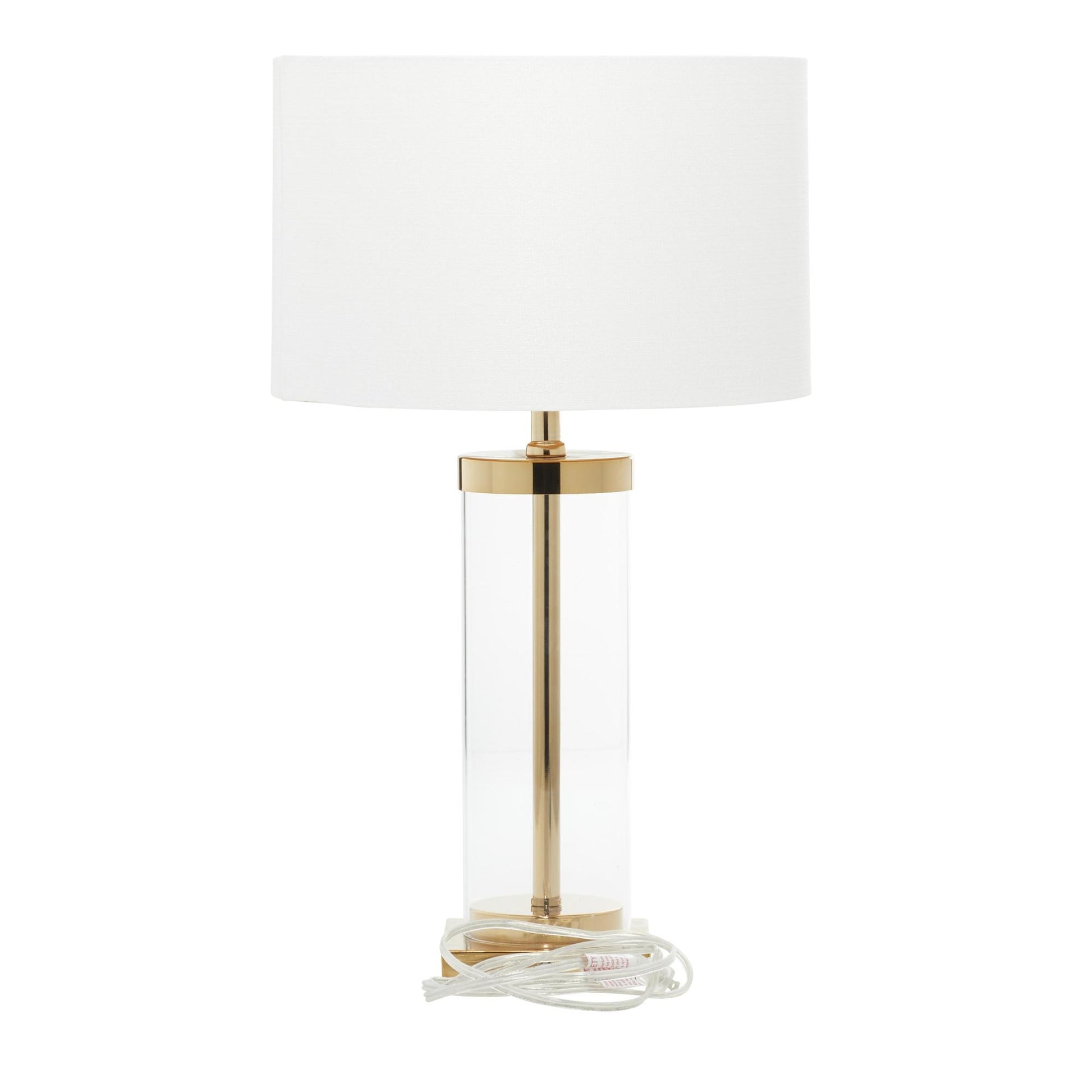 CosmoLiving by Cosmopolitan Gold Metal Room Table Lamp with Clear Glass Body