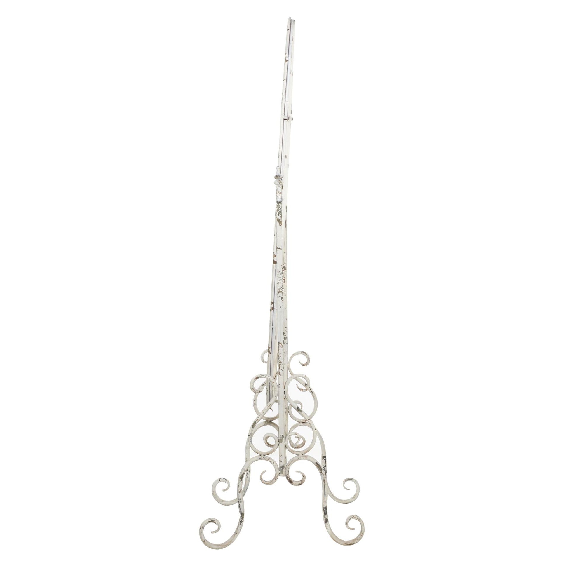 Scroll White Metal Oval Room Floor Mirror with Stand