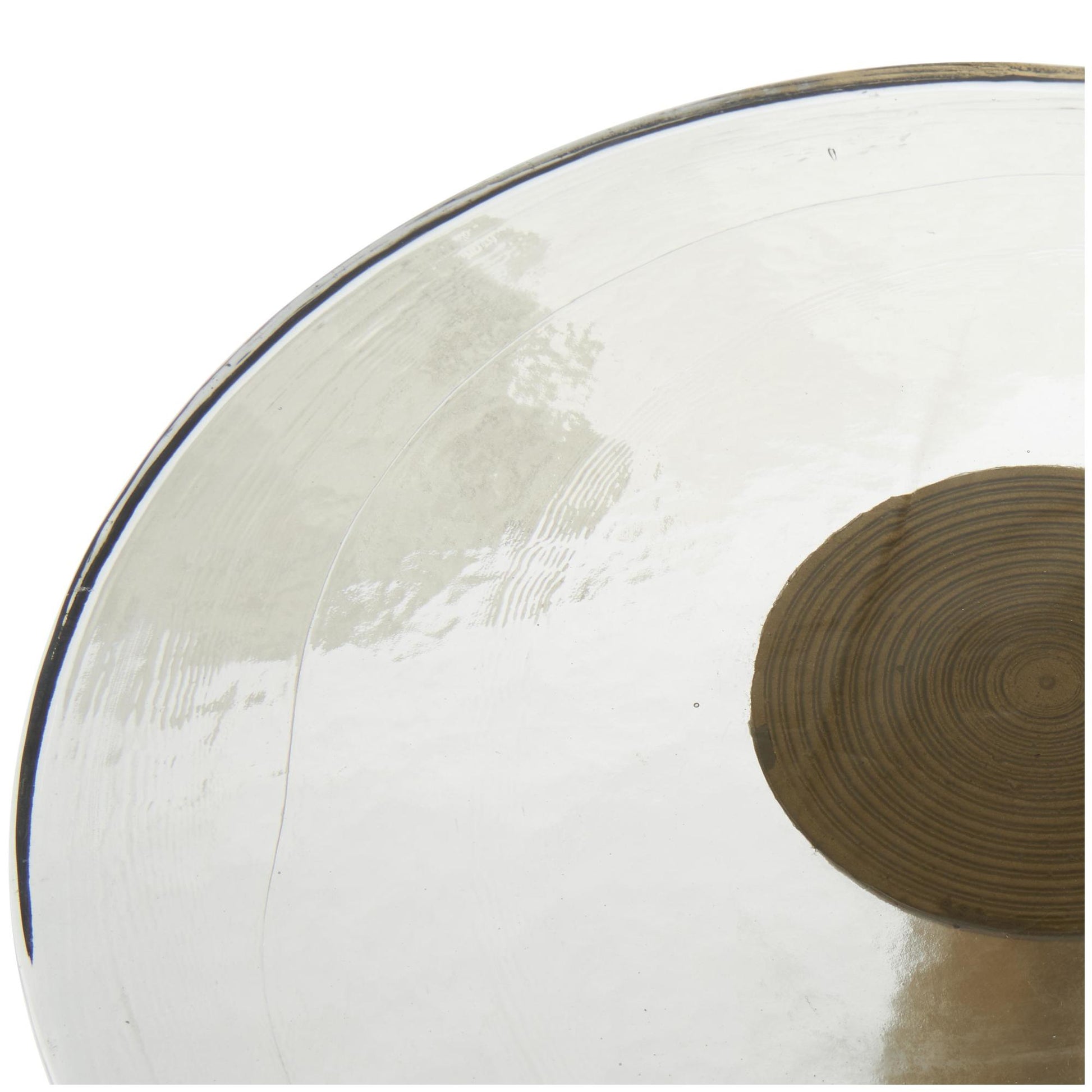 Geometric Aluminum Metal Cone Side End Accent Table with Textured Glass Tabletop