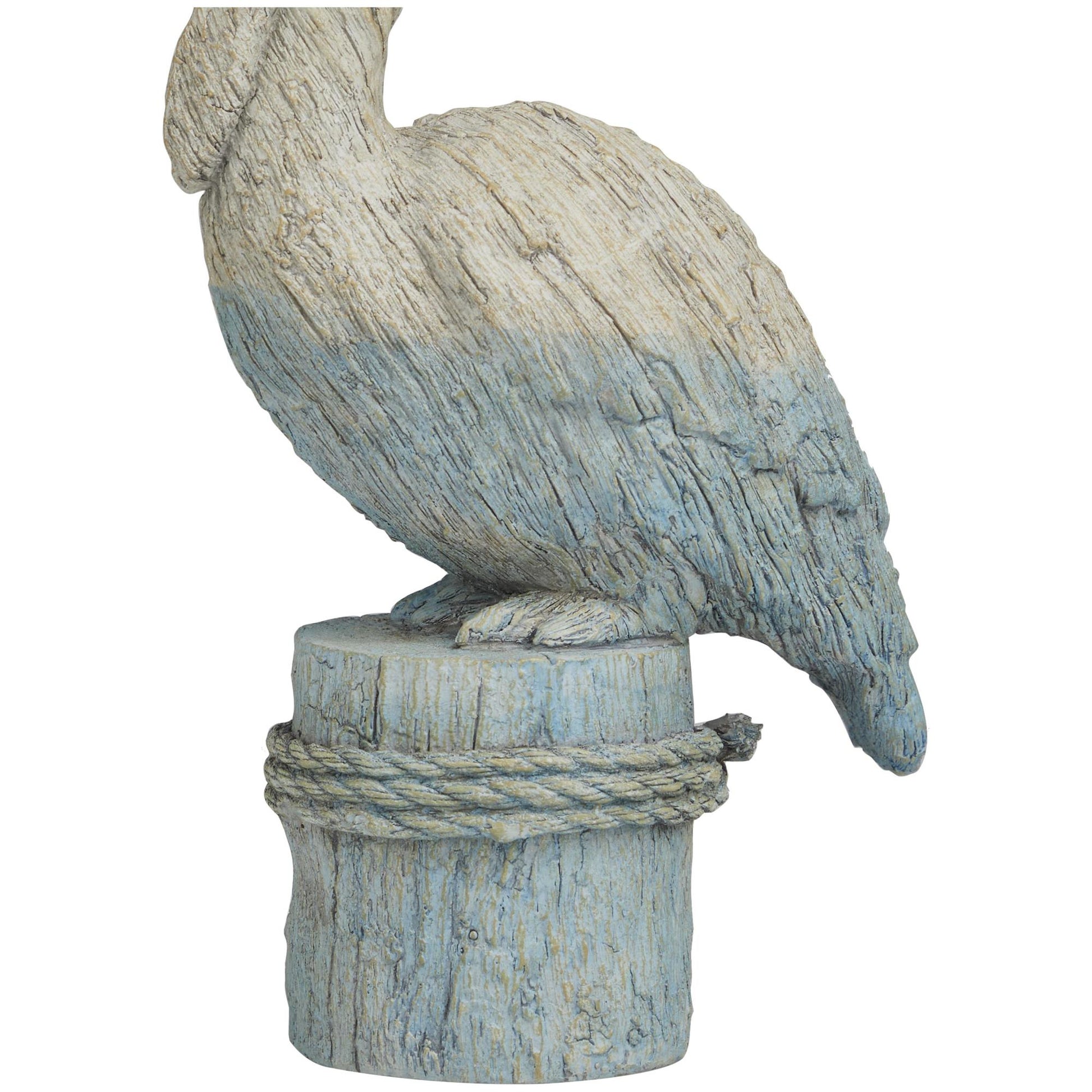 Bird Blue Polystone Textured Ombre Decorative Sculpture with Rope Details