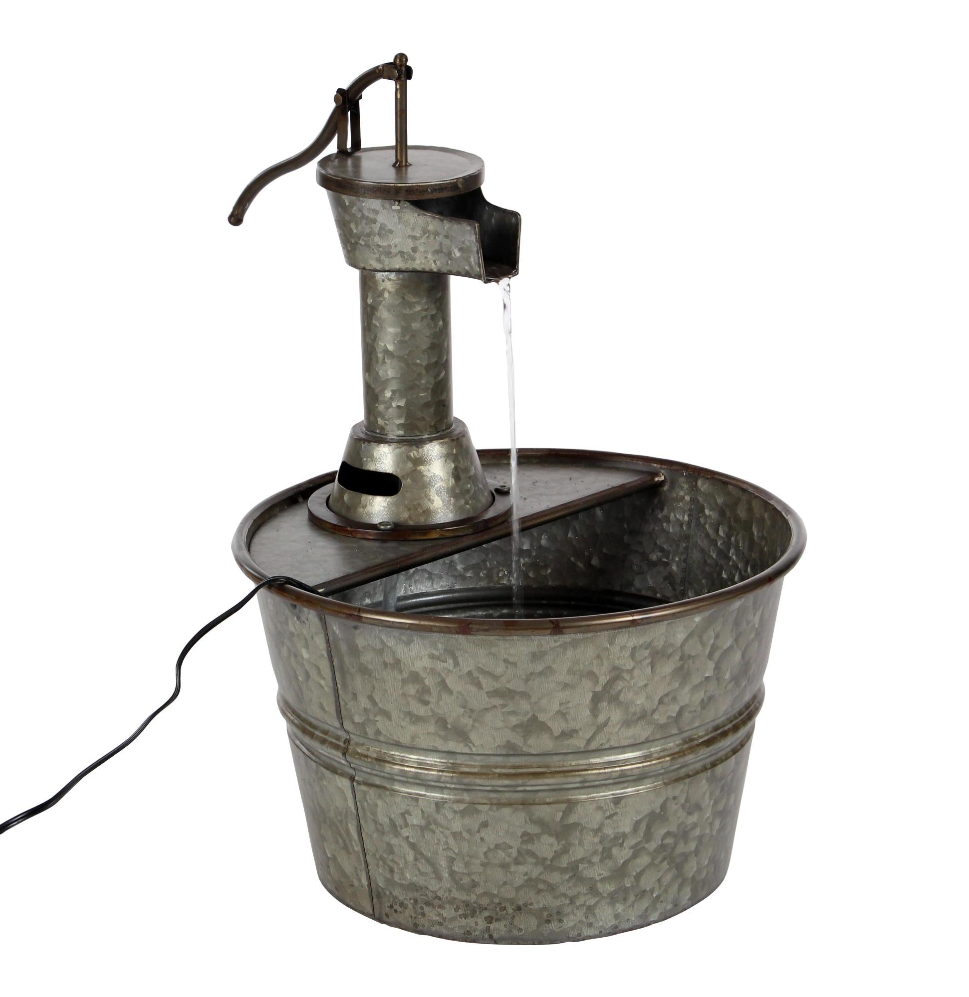 Gray Metal Indoor Outdoor Fountain with Pump Style Faucet