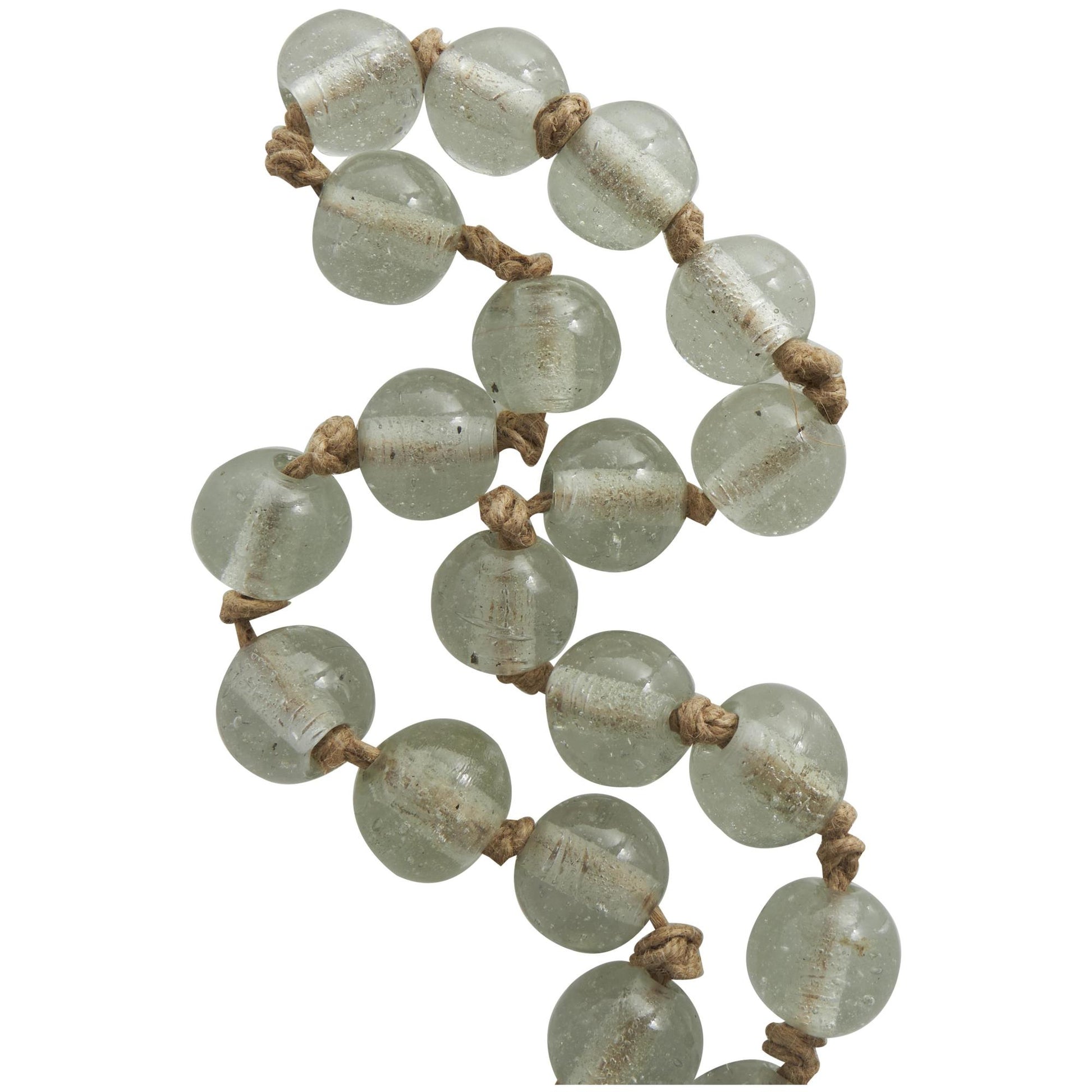 Glass Handmade Round Beaded Garland with Tassel with Knotted Brown Jute