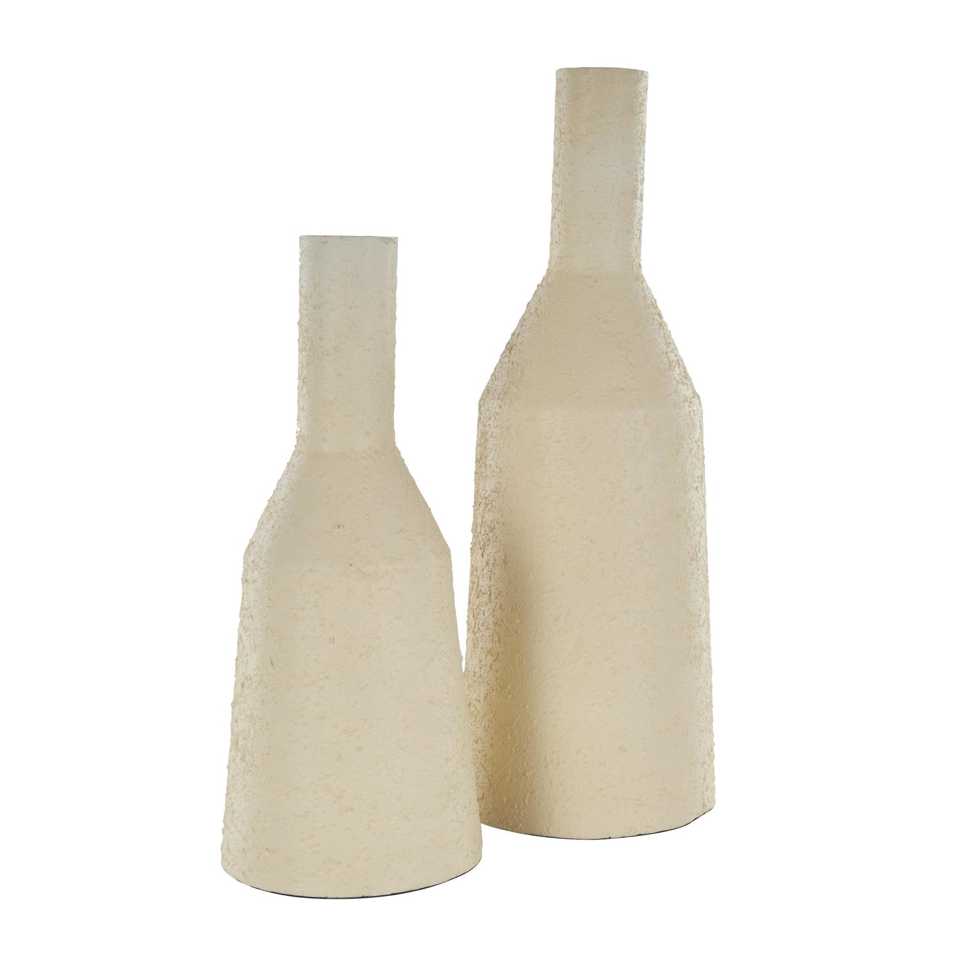 Set of 2 Metal Minimalistic Distressed Textured Decorative Vase Set of 2 18", 14"H
