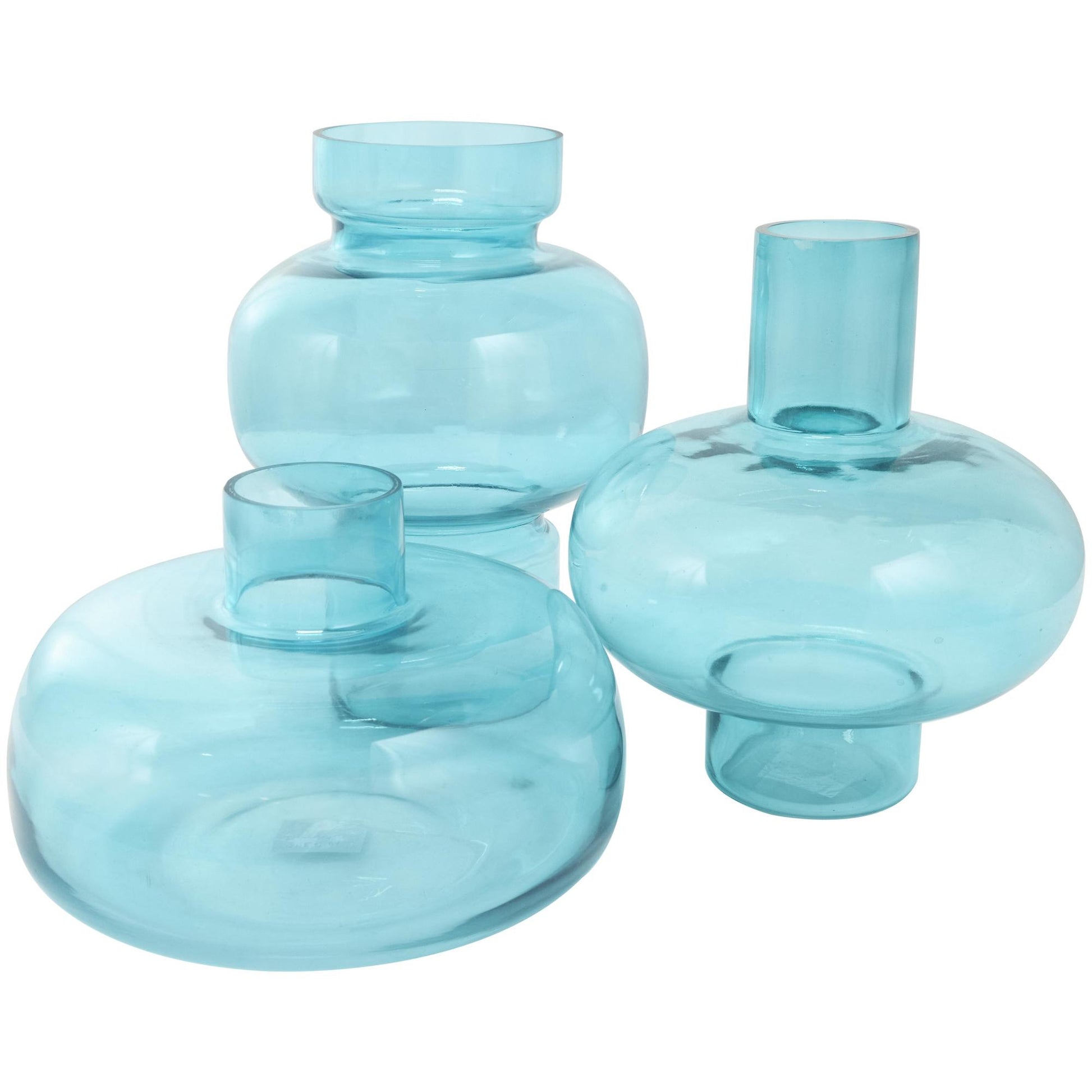 Set of 3 Glass Round Decorative Vase with Varying Shapes and Sizes