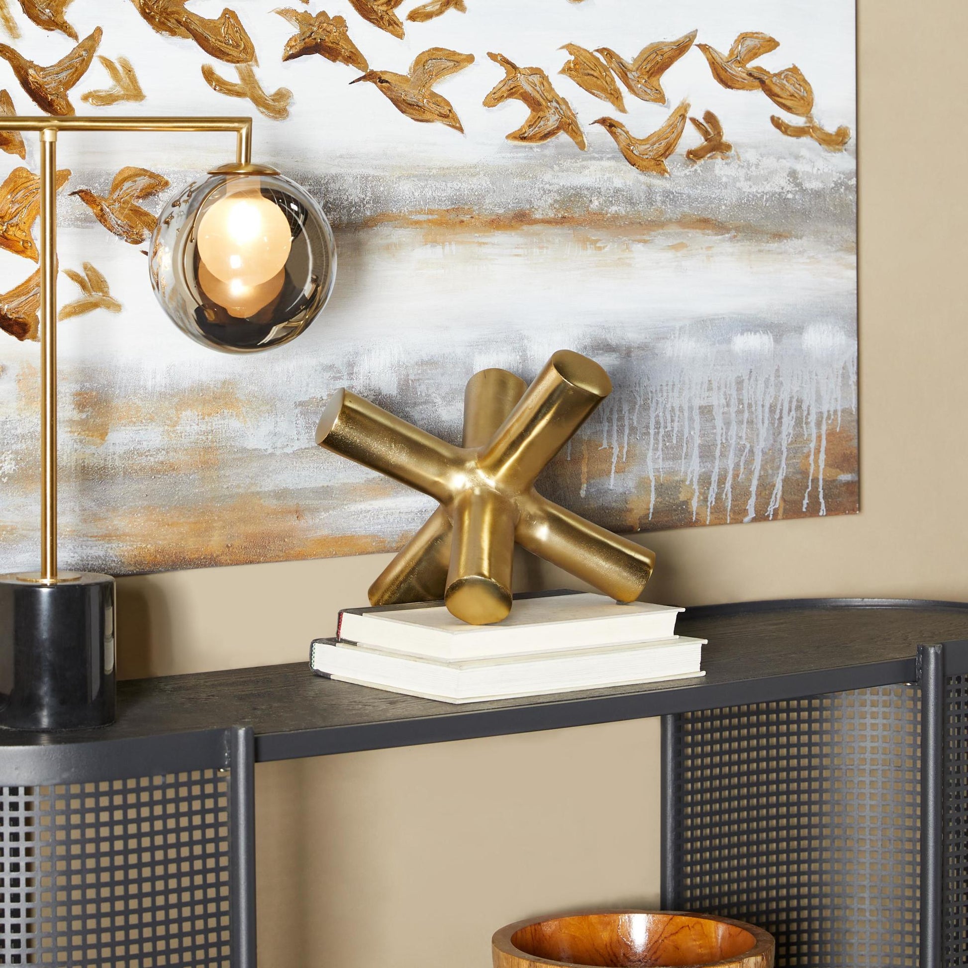 Abstract Aluminum Metal Jack Decorative Sculpture 10" x 10" x 9"