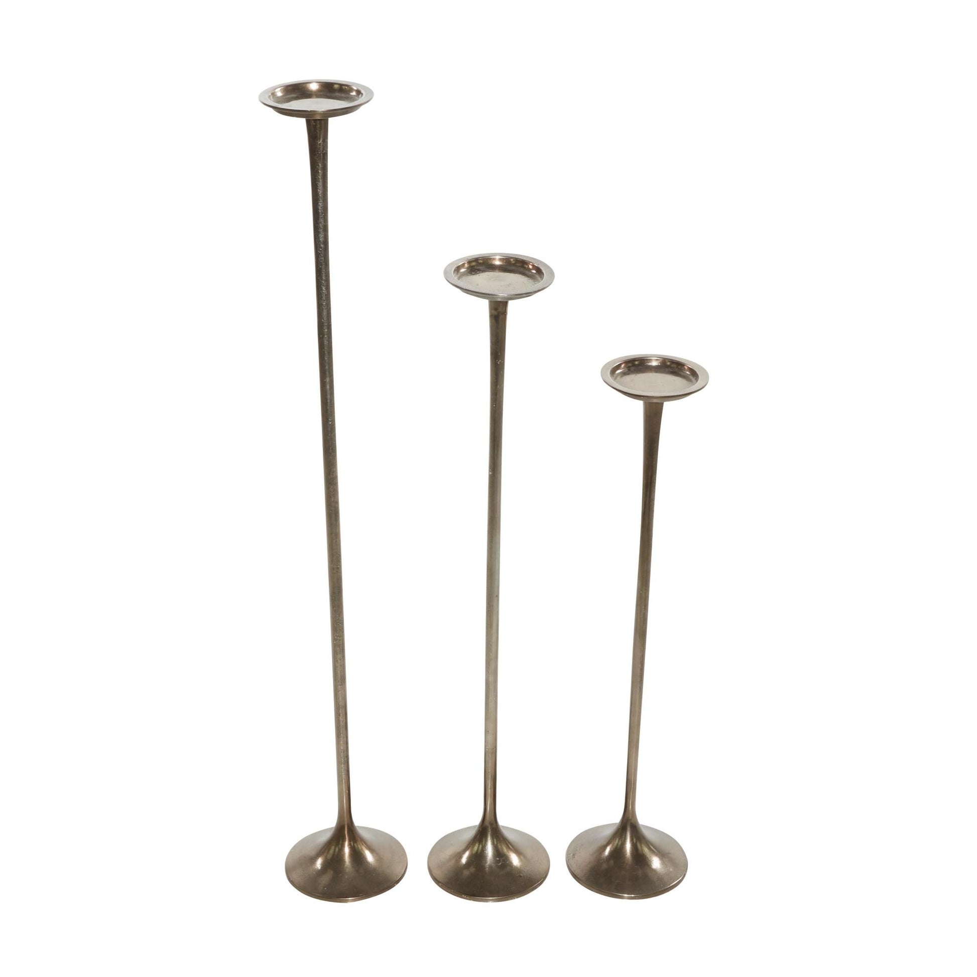Set of 3 Aluminum Metal Tall Decorative Candle Holder