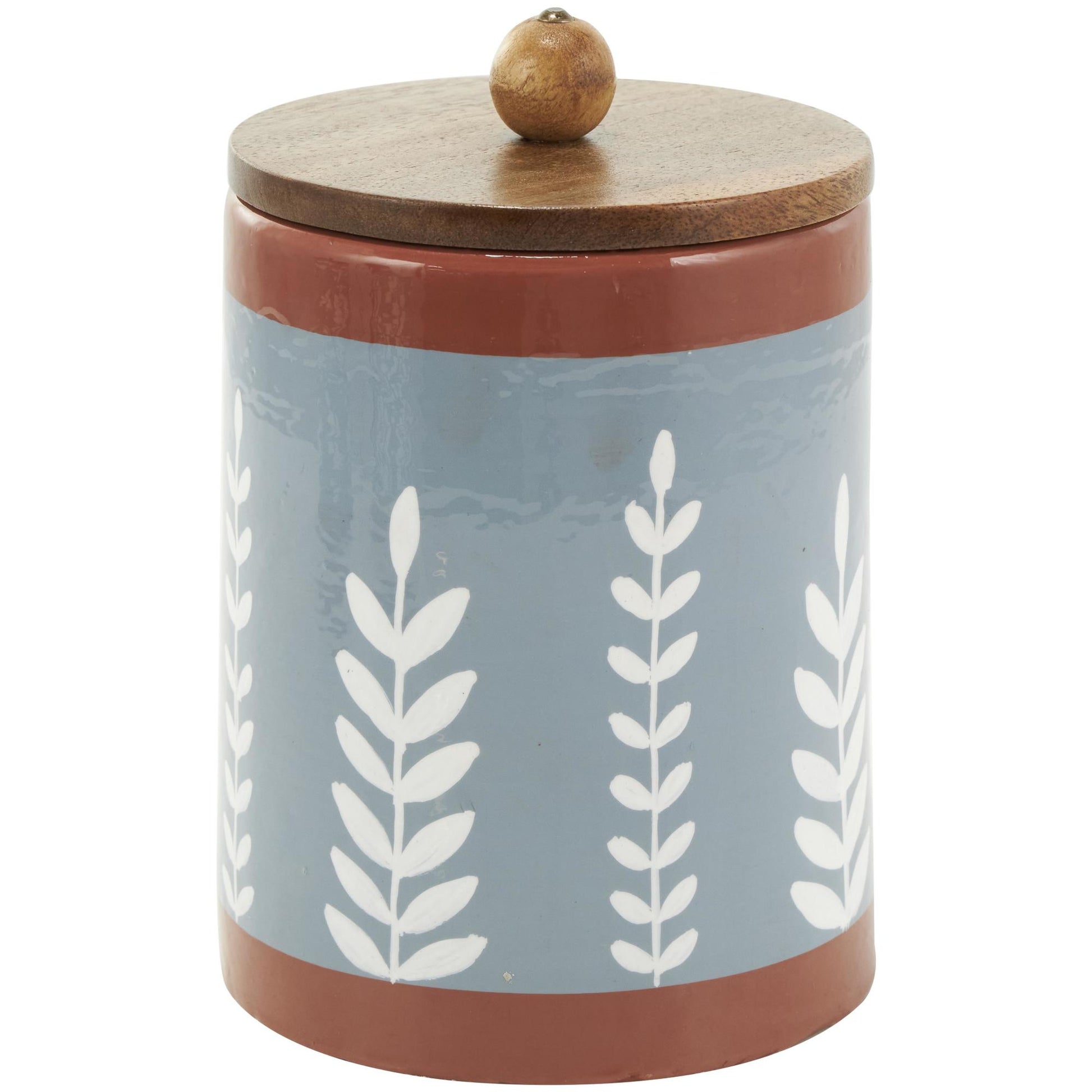 Set of 3 Floral Ceramic Decorative Canisters with Wood Lids