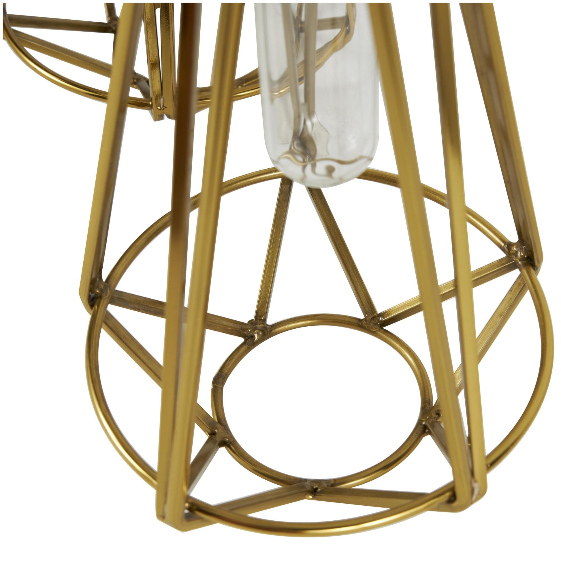 Set of 2 Geometric Gold Stainless Steel Metal Test Tube Decorative Vase