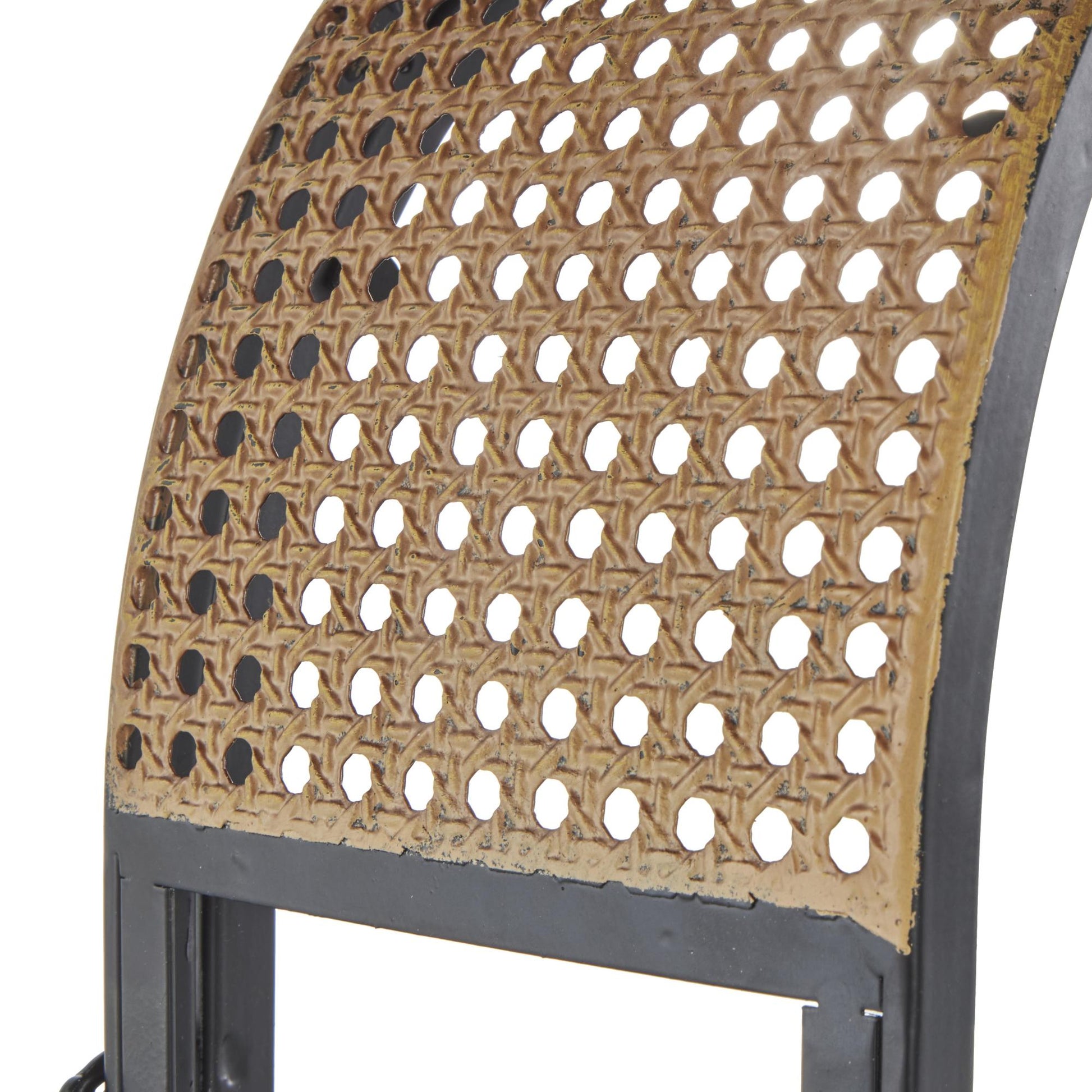 Set of 2 Black Metal Arched Indoor Outdoor Candle Lantern with Cane Inspired Gold Tops