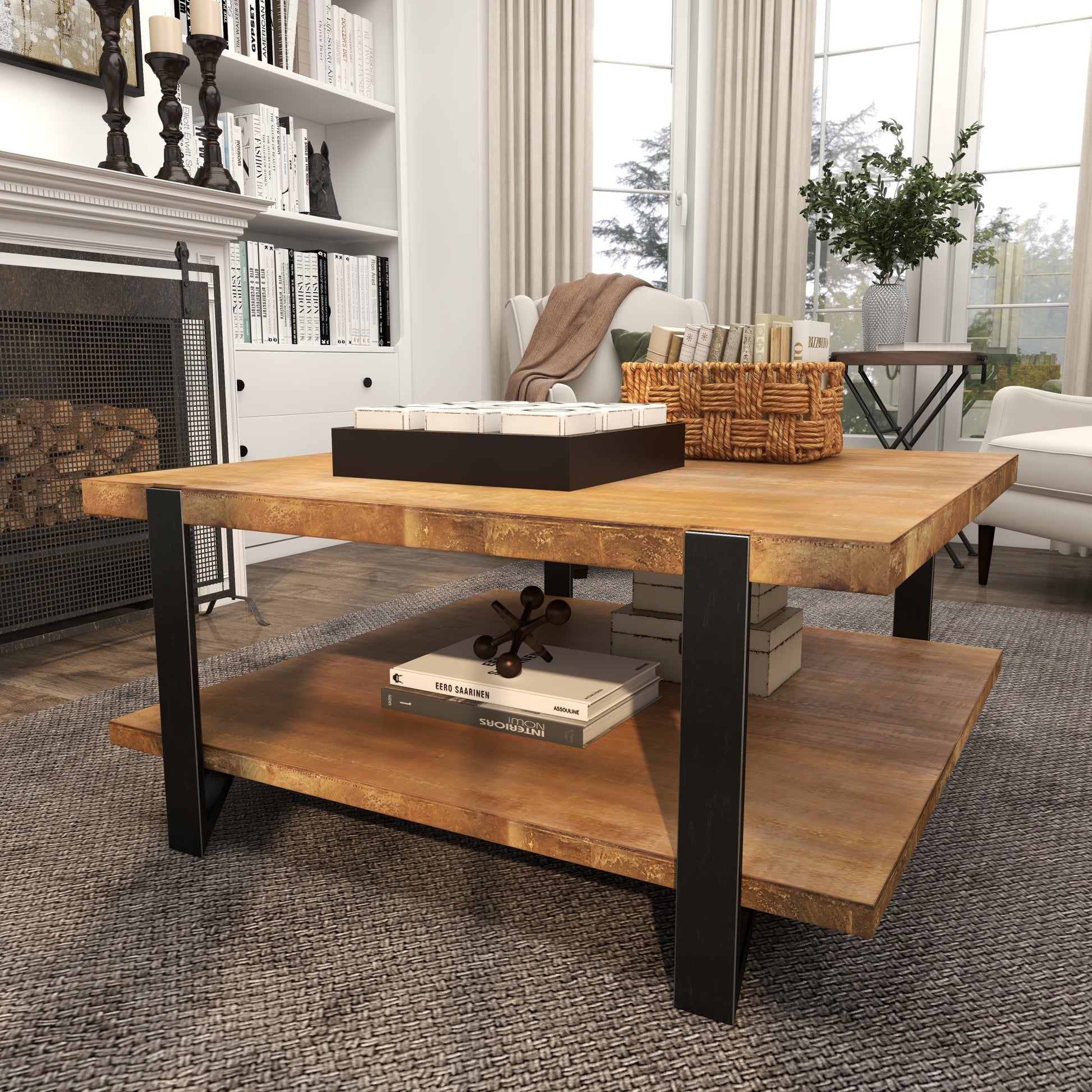 Brown Wood Living Room Coffee Table