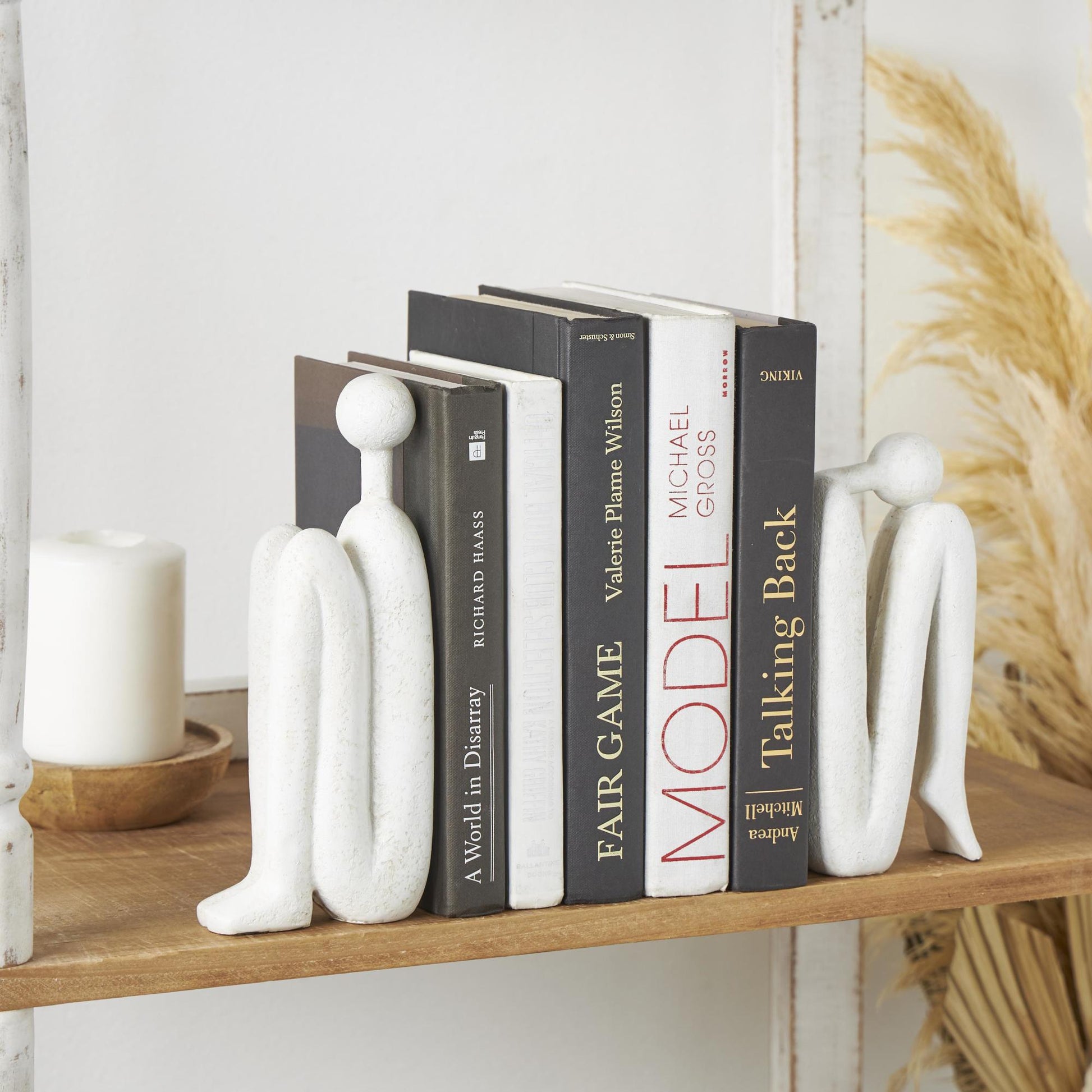 Set of 2 People Polystone Decorative Bookends