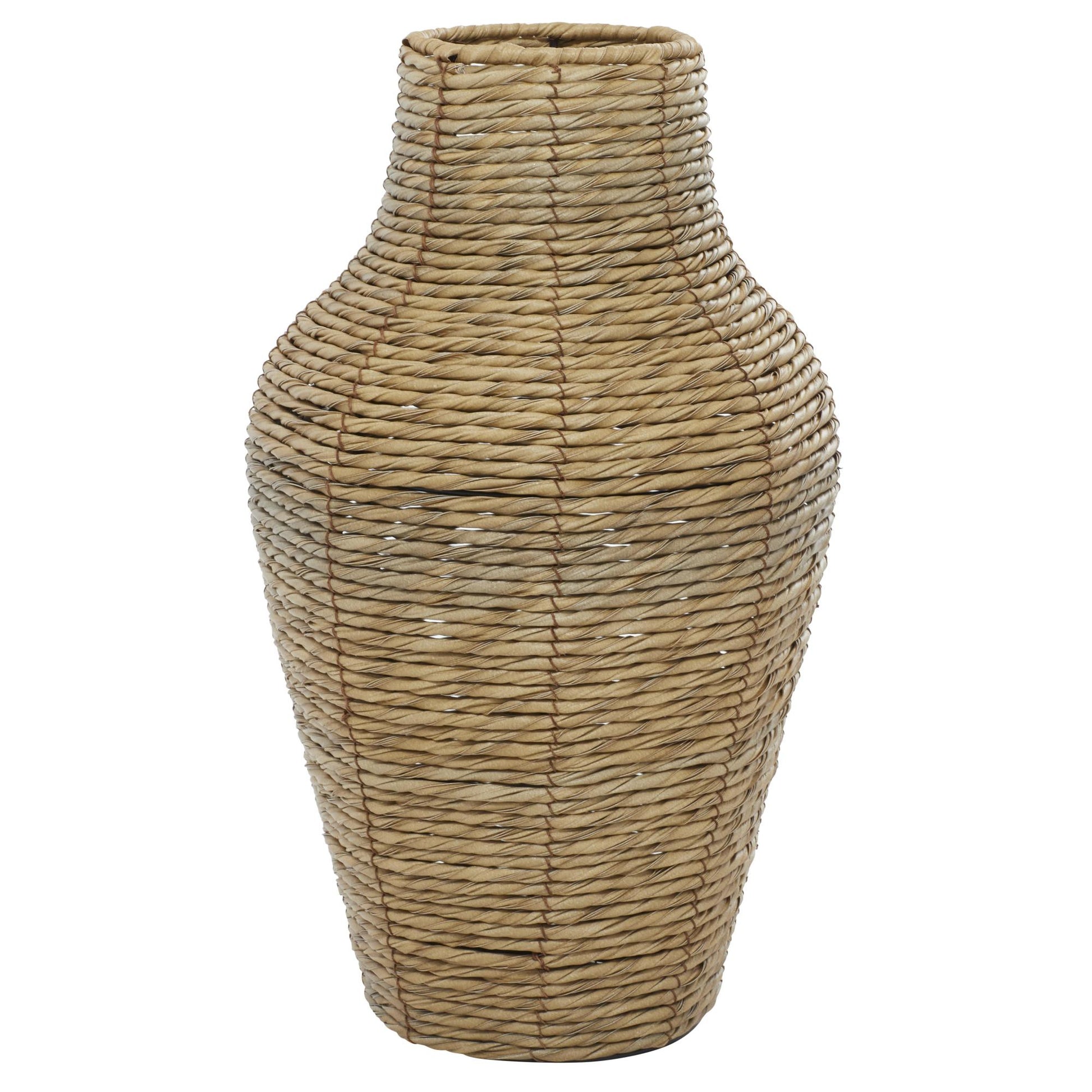 Brown Faux Seagrass Handmade Tall Woven Floor Decorative Vase