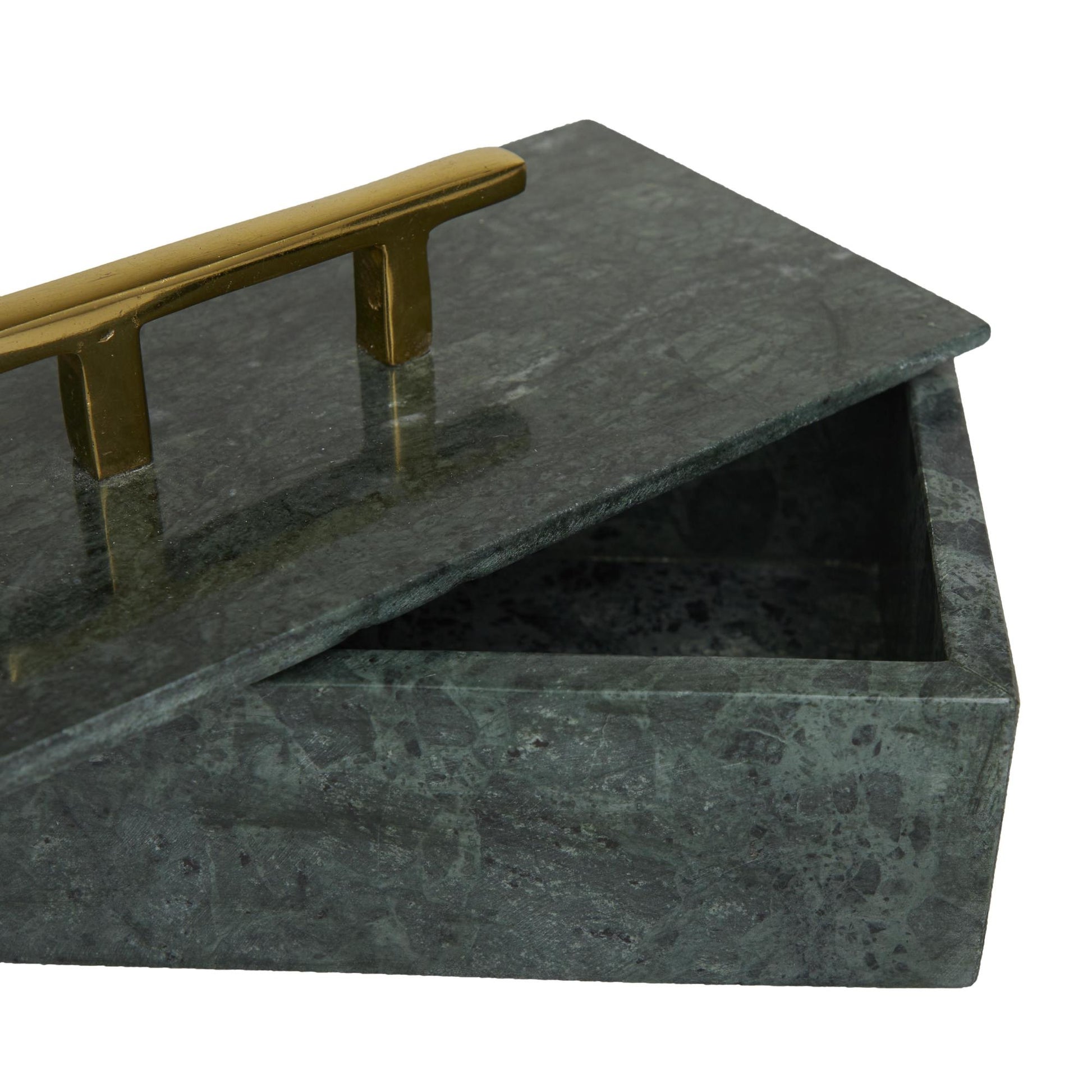 Set of 3 Marble Decorative Box with Aluminum Bar Handles Set of 3 12", 10", 8"W