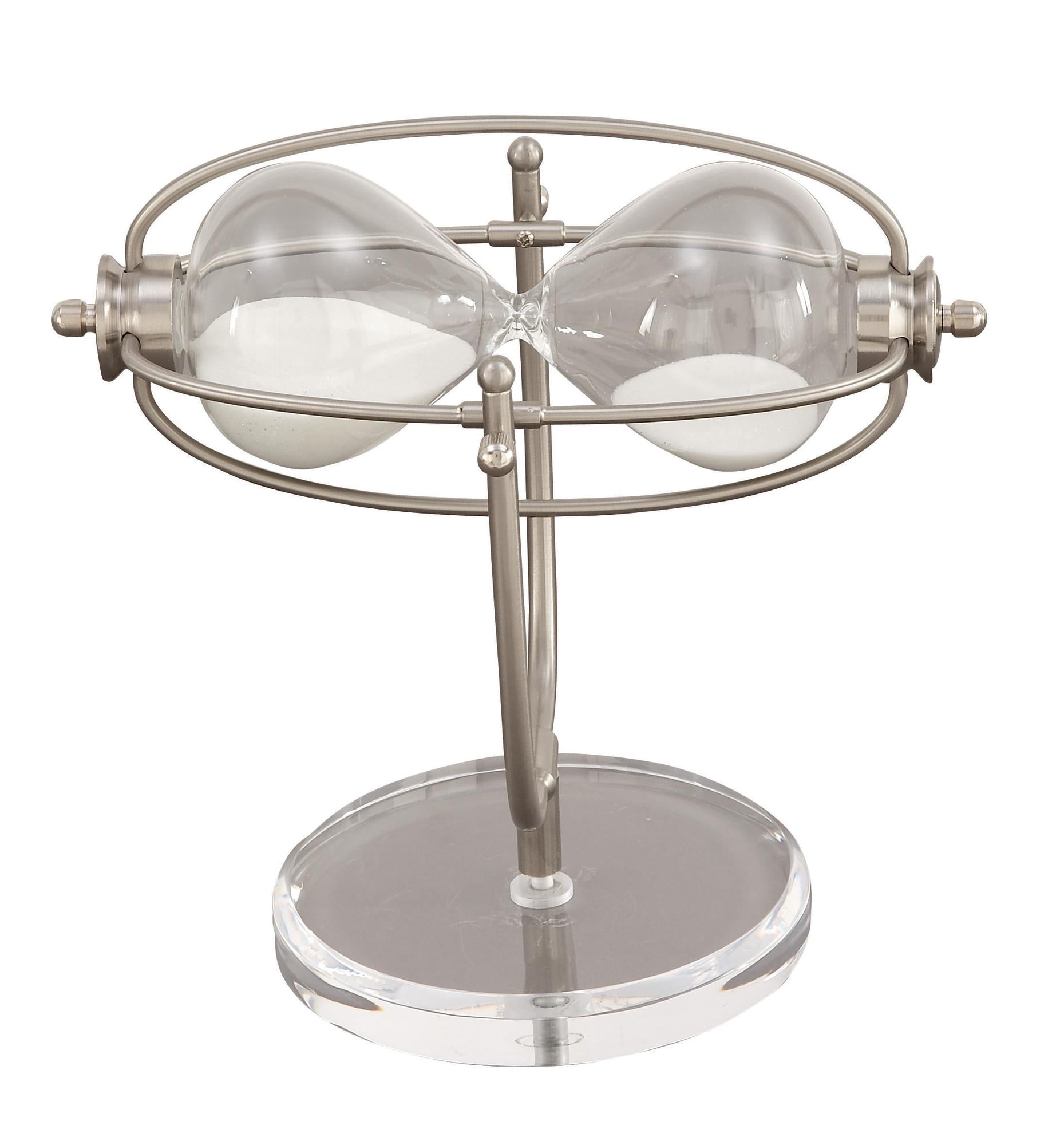 Silver Glass Hourglass Timer with Acrylic Base