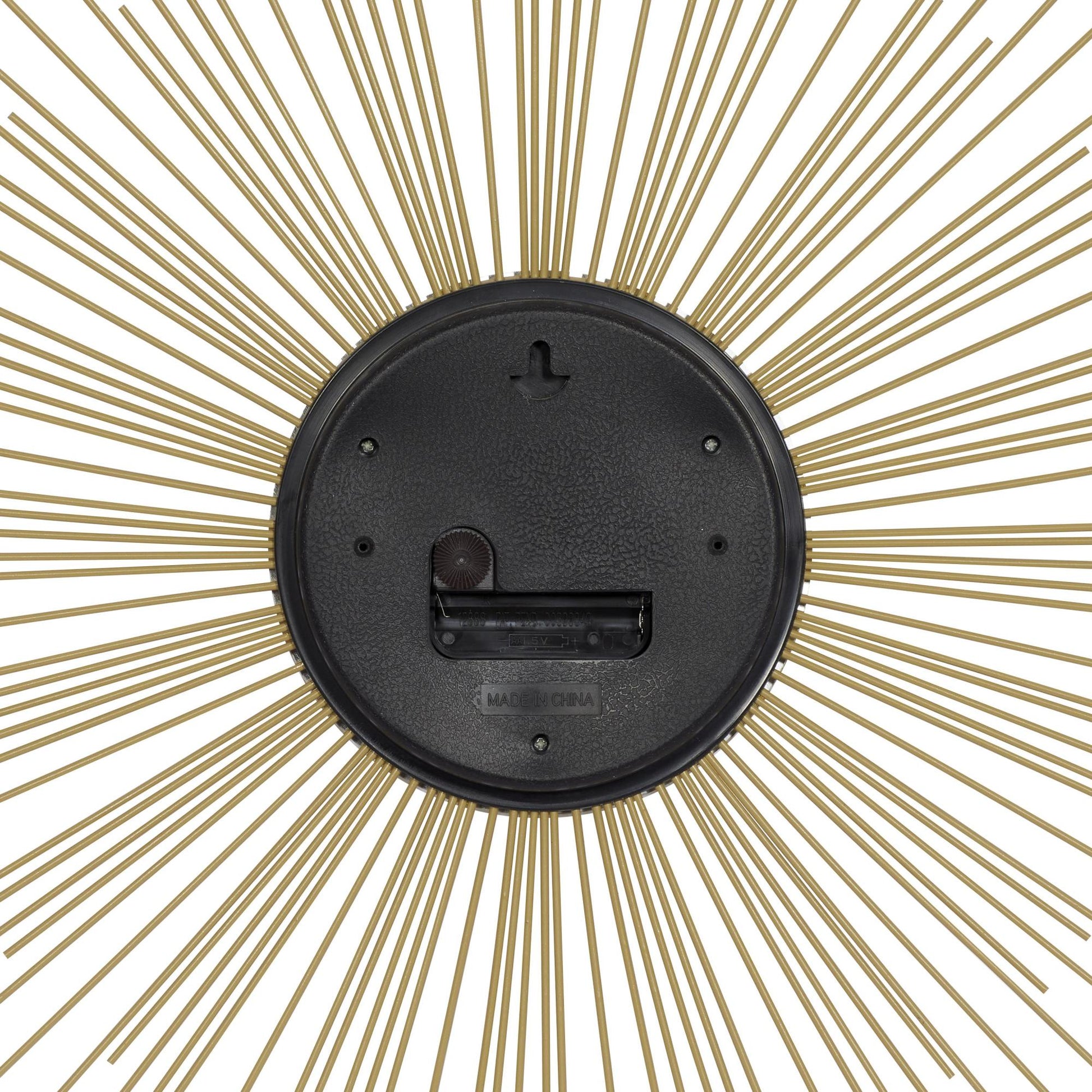 Starburst Gold Metal Decorative Wall Clock with Black Accents