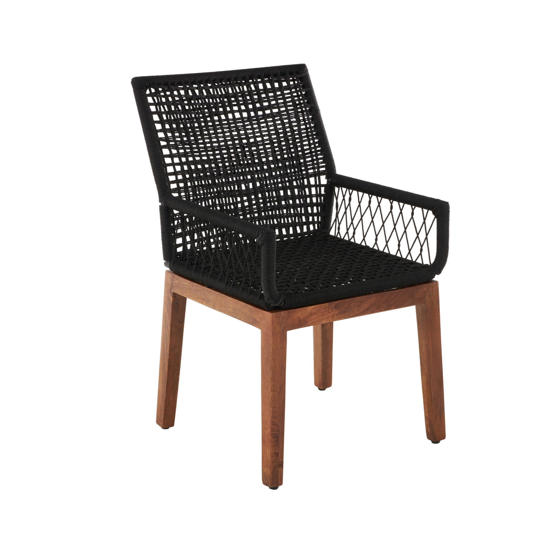 Jute Rope Handmade Woven Living Room Accent Chair with Brown Wooden Legs 28" x 23" x 36"