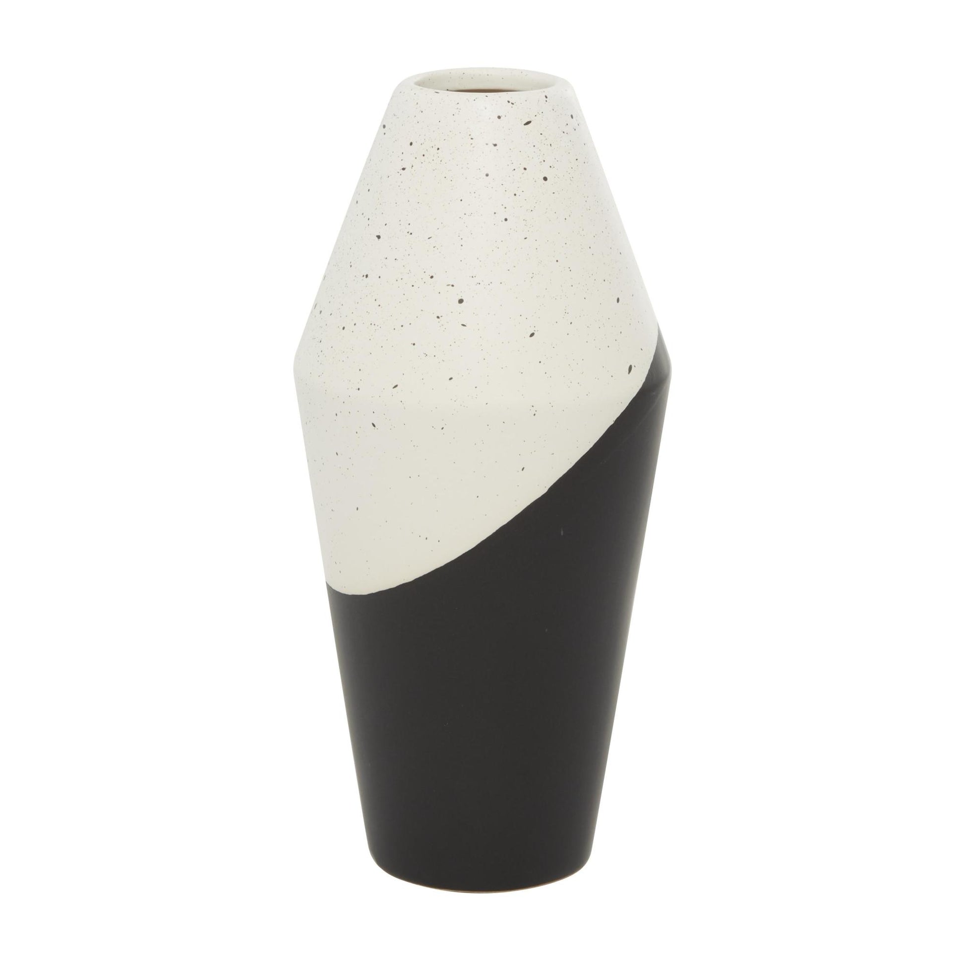 Black Ceramic Handmade Color Block Speckled Decorative Vase