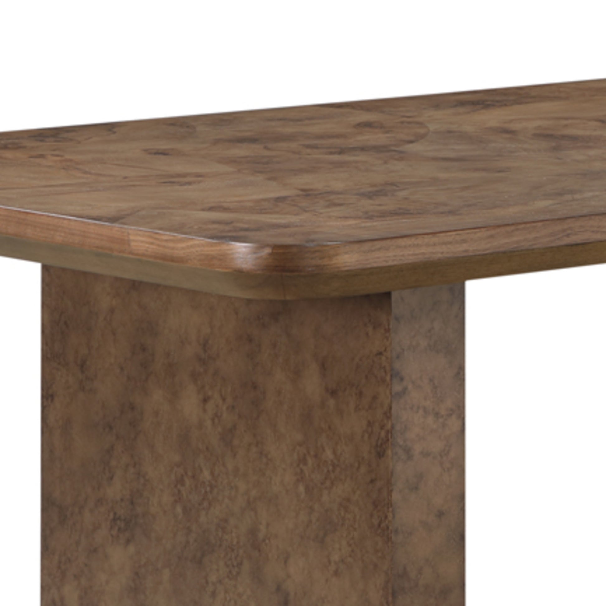 Brown Wooden Kitchen Dining Table with Block Style Legs