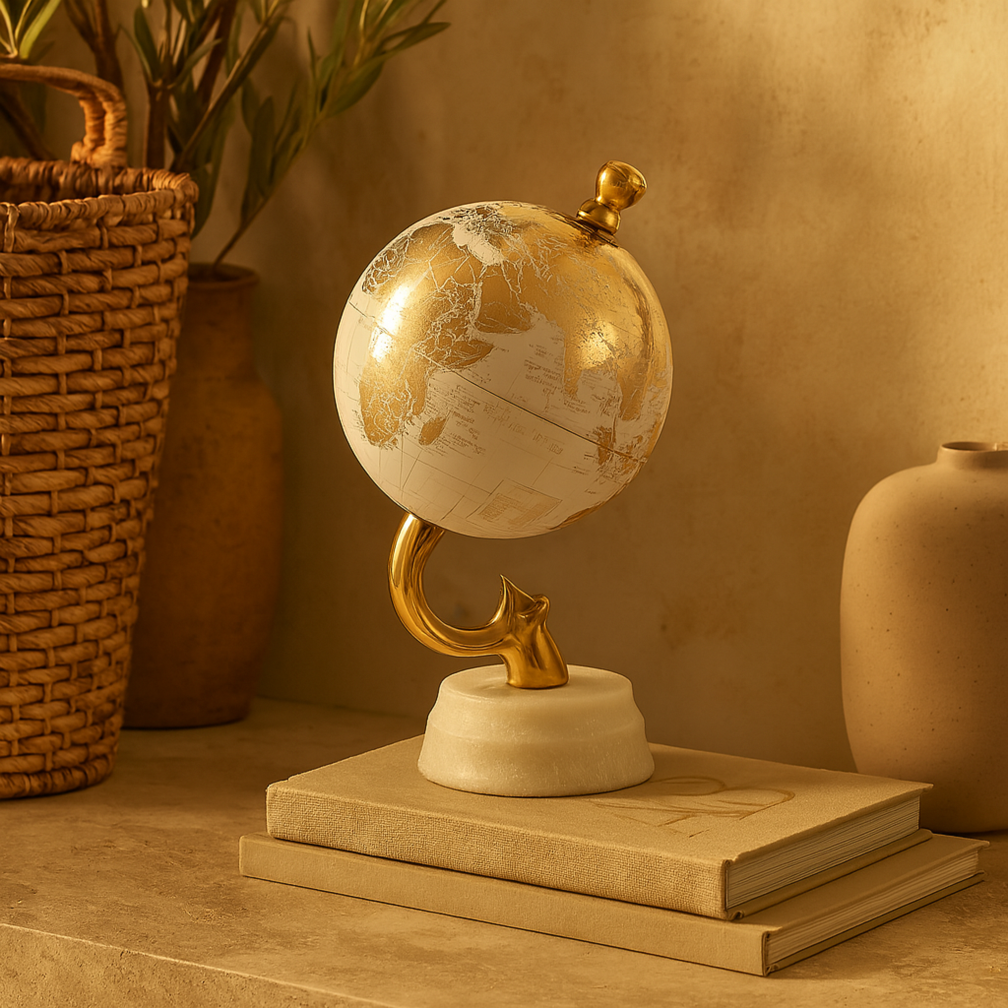 Aluminum Metal Educational/Geographic Earth Globe with Marble Base