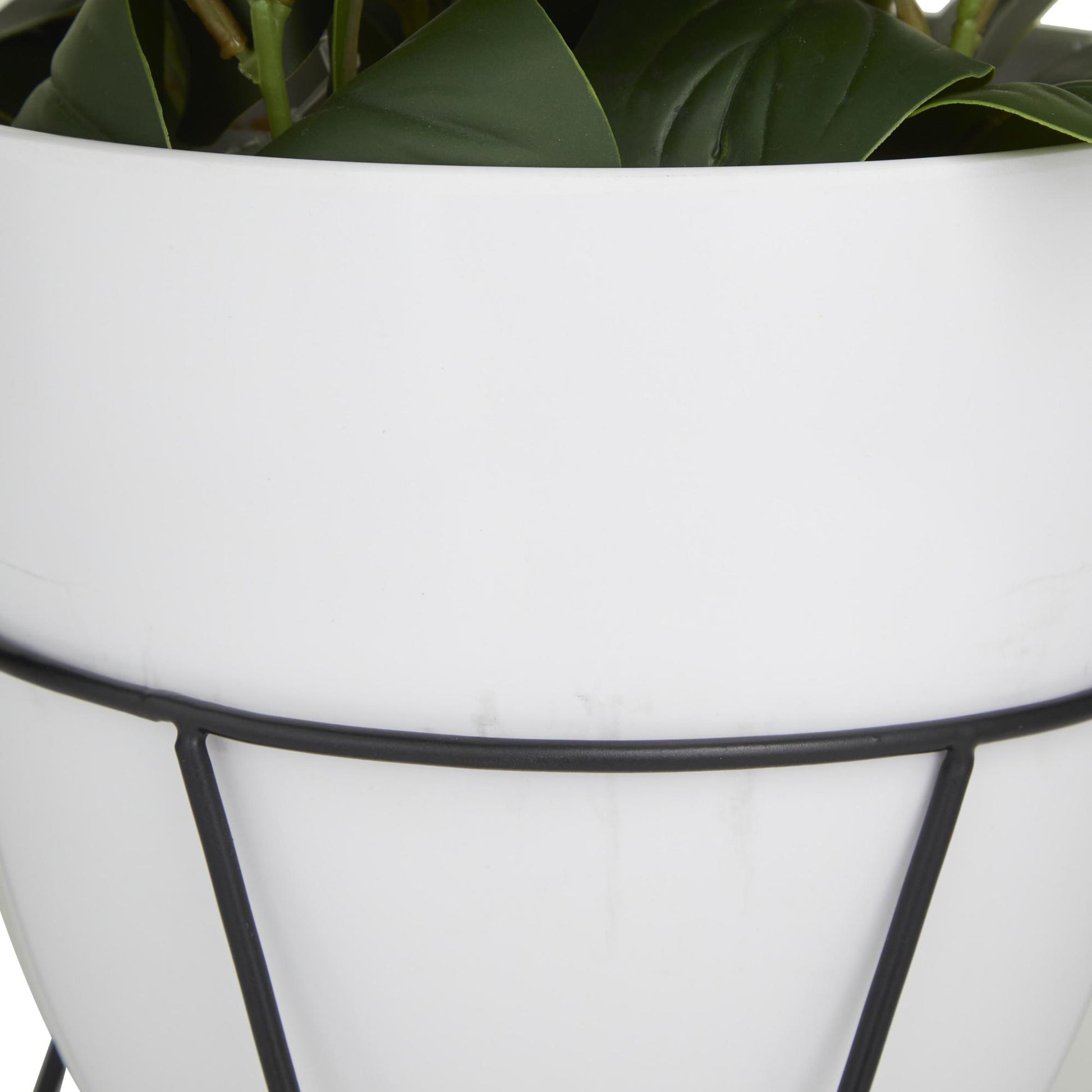 Eucalyptus Green Faux Foliage Indoor Outdoor Artificial Plant with Realistic Leaves and Metal Stand and White Pot