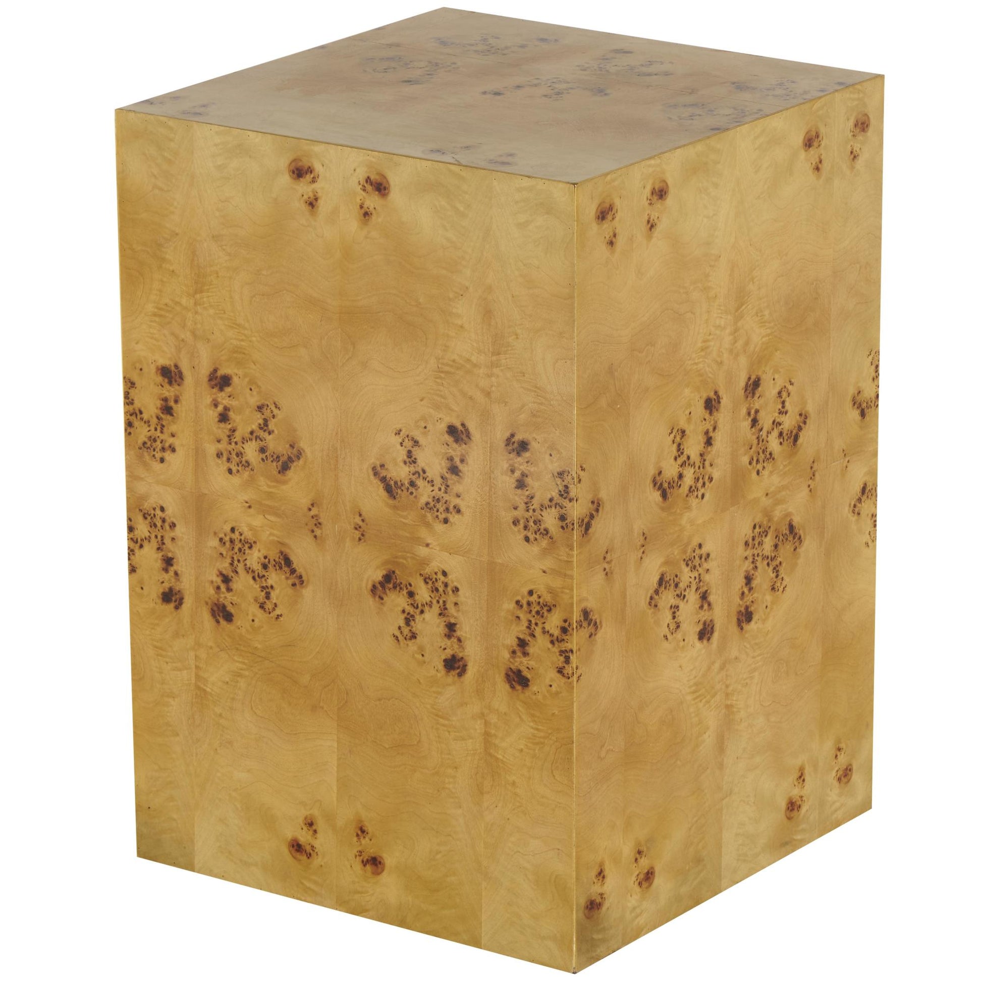 Brown Wood Square Cube Side End Accent Table with Wood Grain Patterns
