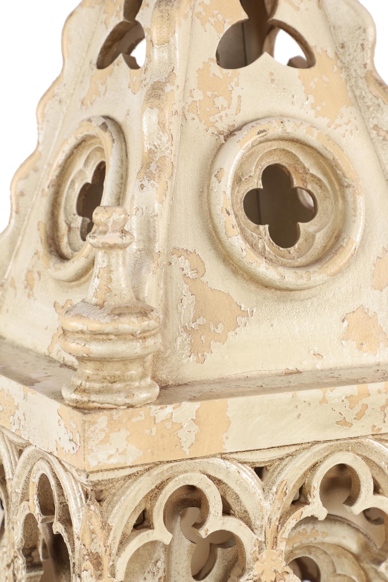White Wood Standing Decorative Indoor Outdoor Candle Lantern