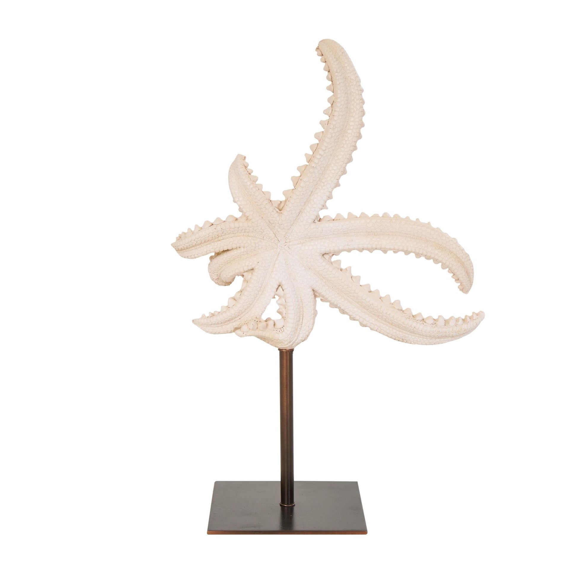 Starfish Pink Polystone Textured Decorative Sculpture with Copper Stand