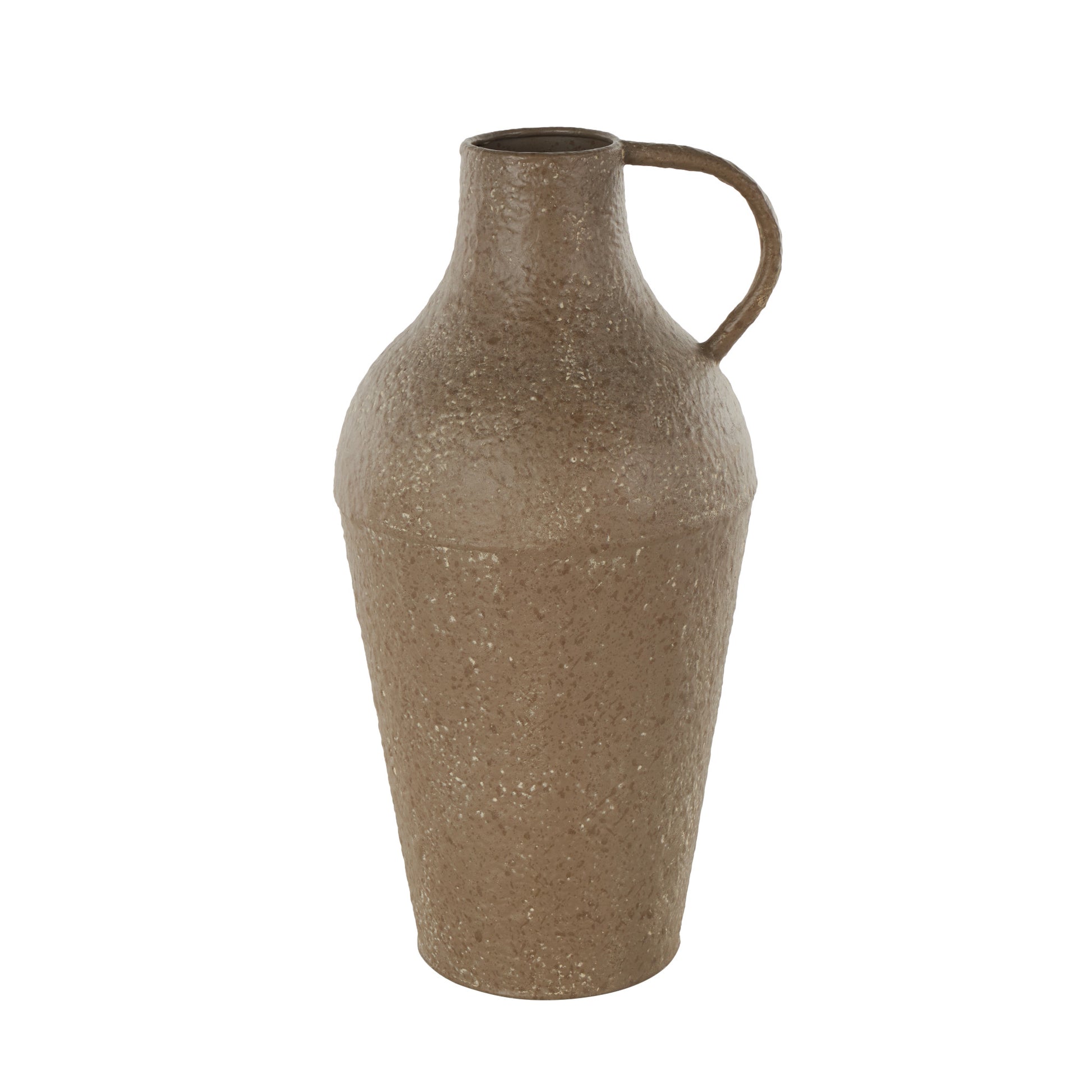 Brown Metal Antique Inspired Decorative Vase with Handle