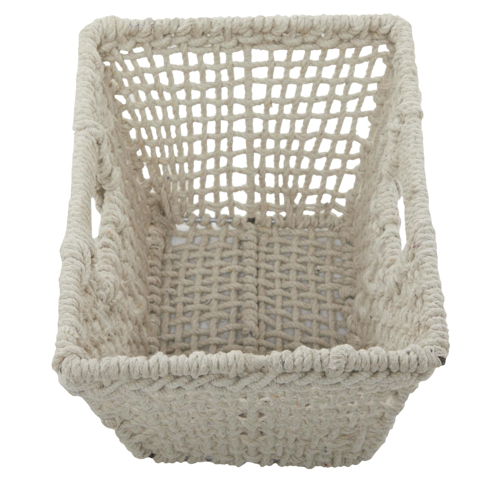 CosmoLiving by Cosmopolitan Set of 2 Cotton Fabric Handmade Decorative and Functional Storage Basket with Handles