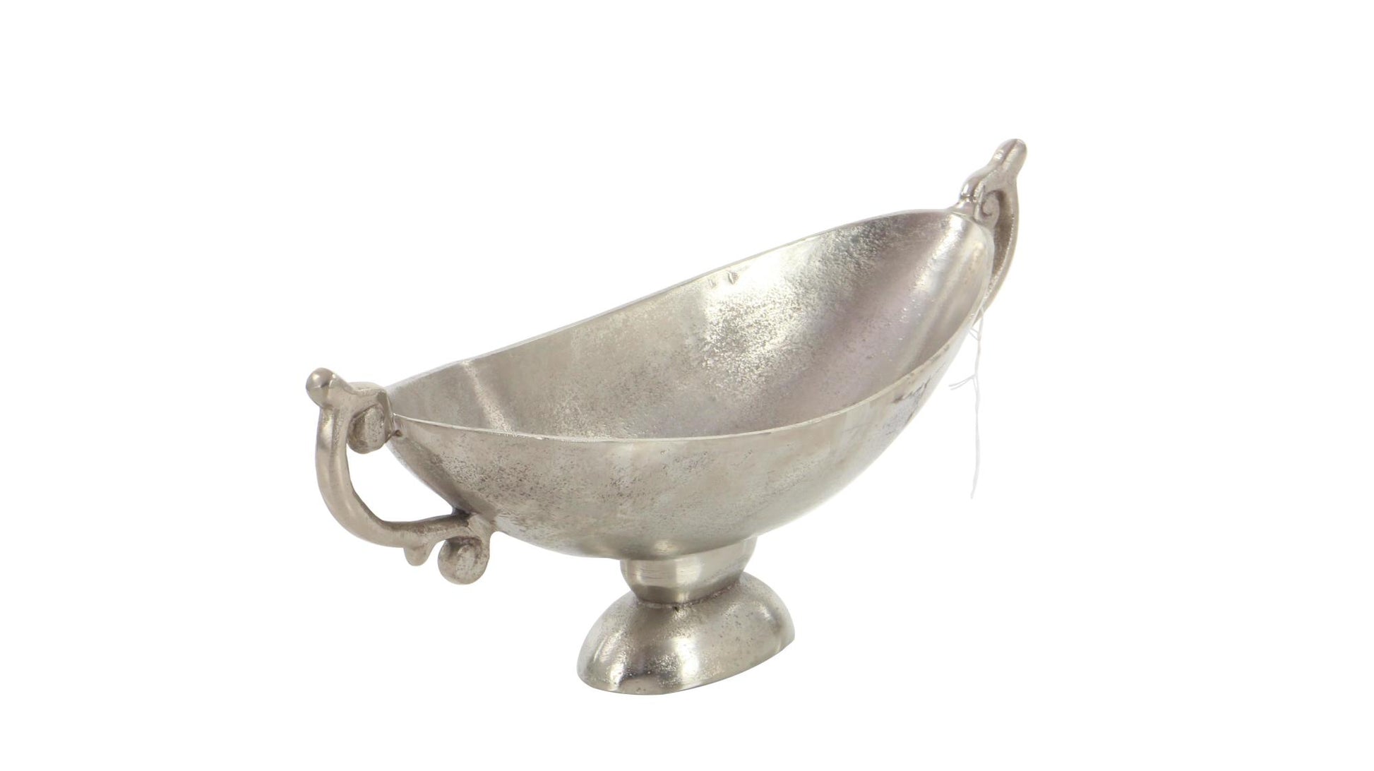 Silver Aluminum Metal Large Decorative Bowl with Handles