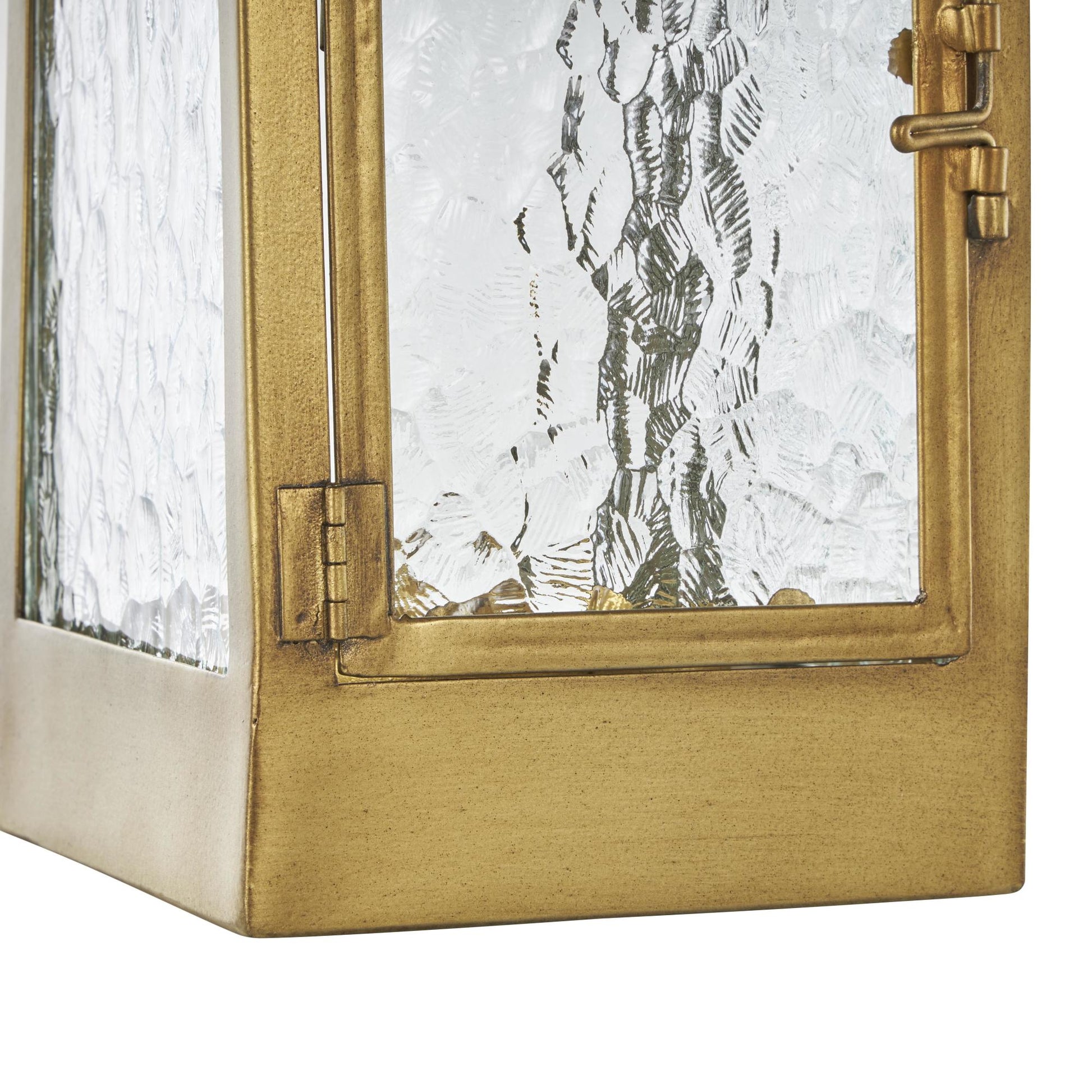 Gold Metal Arched Indoor Outdoor Candle Lantern with Top Handle