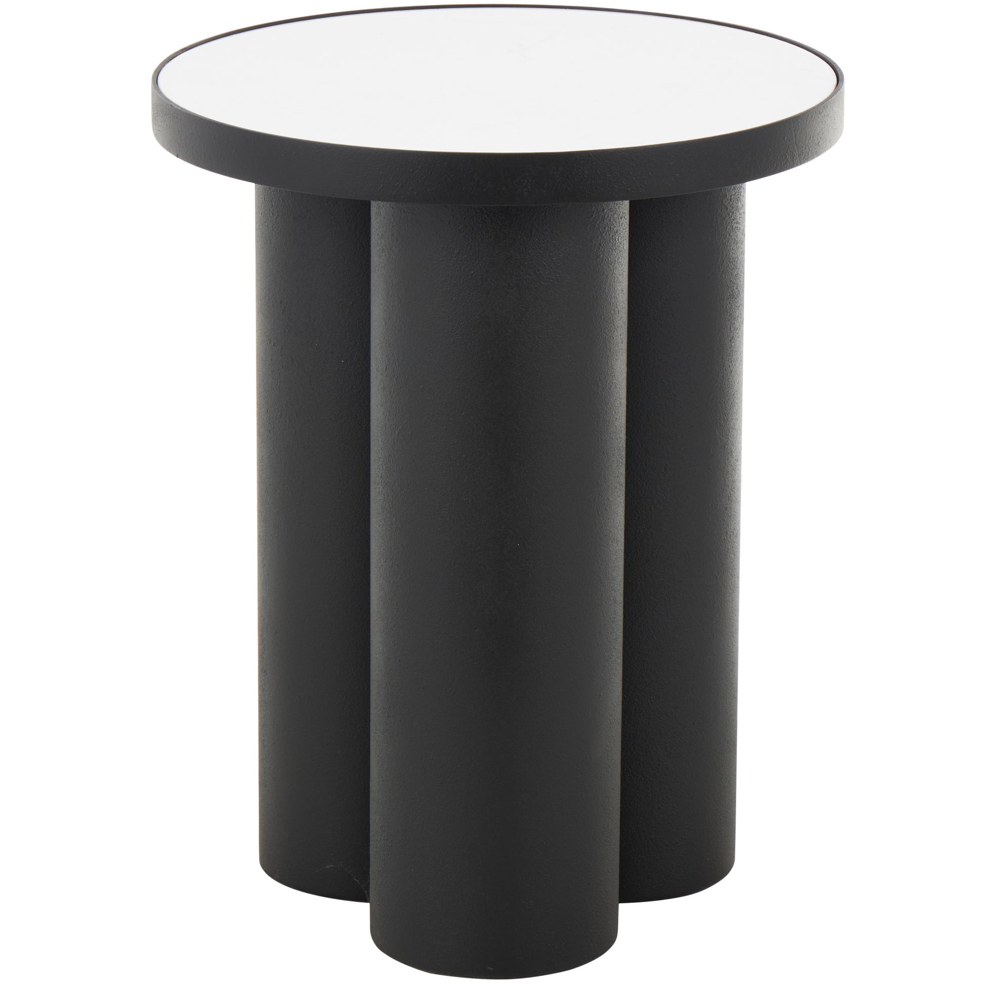 Black Metal Side End Accent Table with White Marble Tabletop